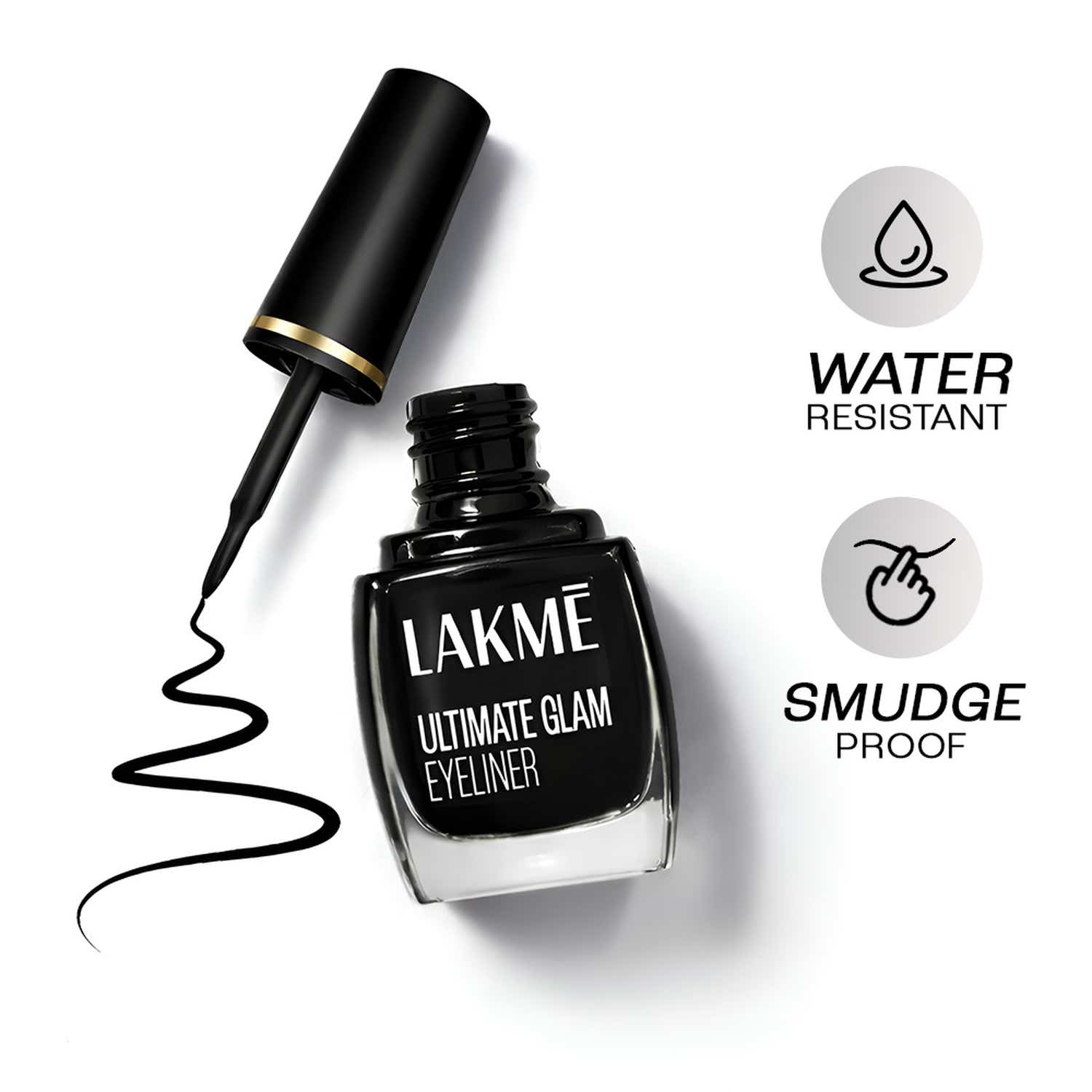 Lakme | Lakme Ultimate Glam, Eye Liner, Quick Drying, Water Resistant, Smudgeproof, Black - (9 ml)