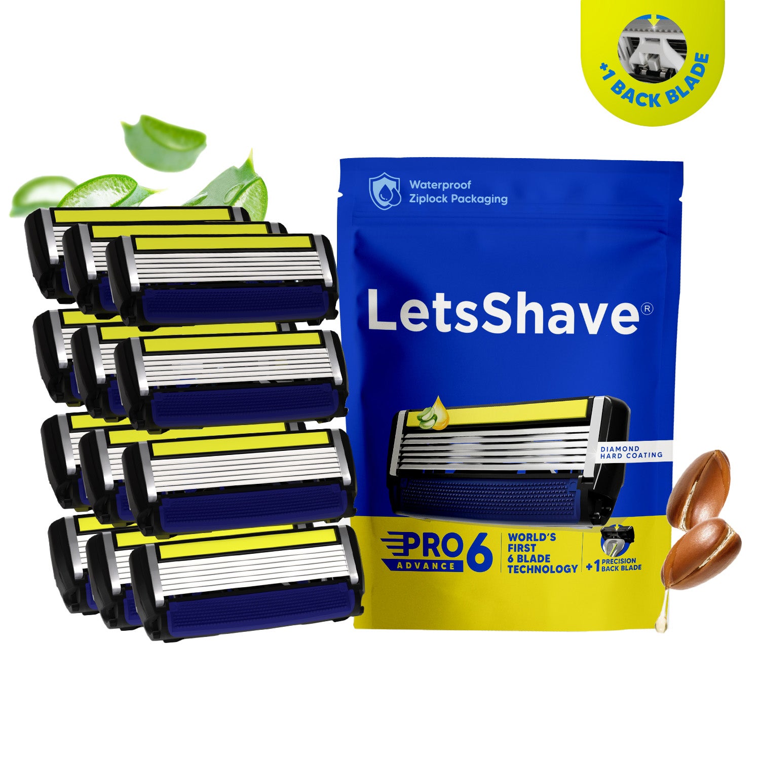 LetsShave | LetsShave Pro 6 Advanced Razor Blades Set - Black (12Pcs)