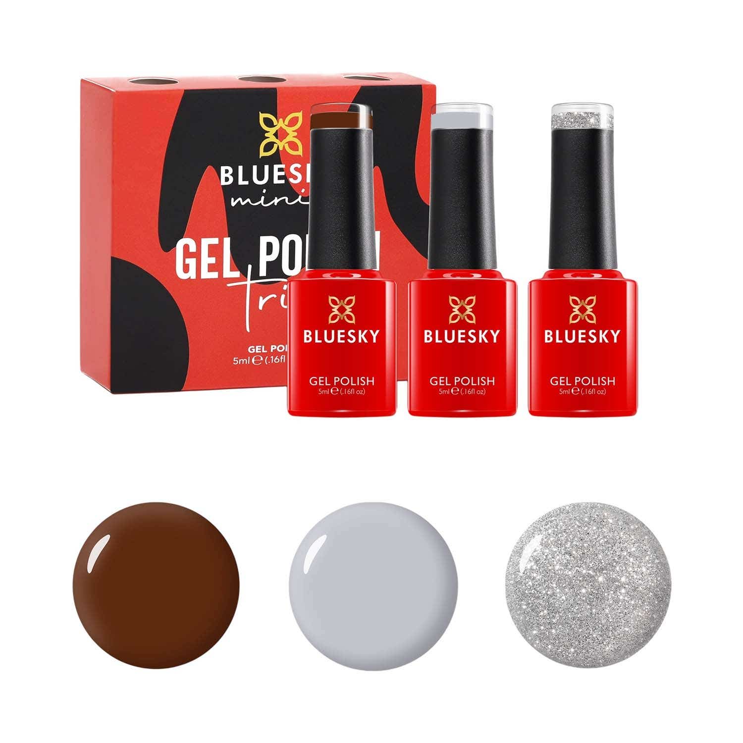 BLUESKY | BLUESKY Mini Trio Gel Nail Polish Set UV/LED Required - Olive Green Mauve & Wine Red (3 pcs)
