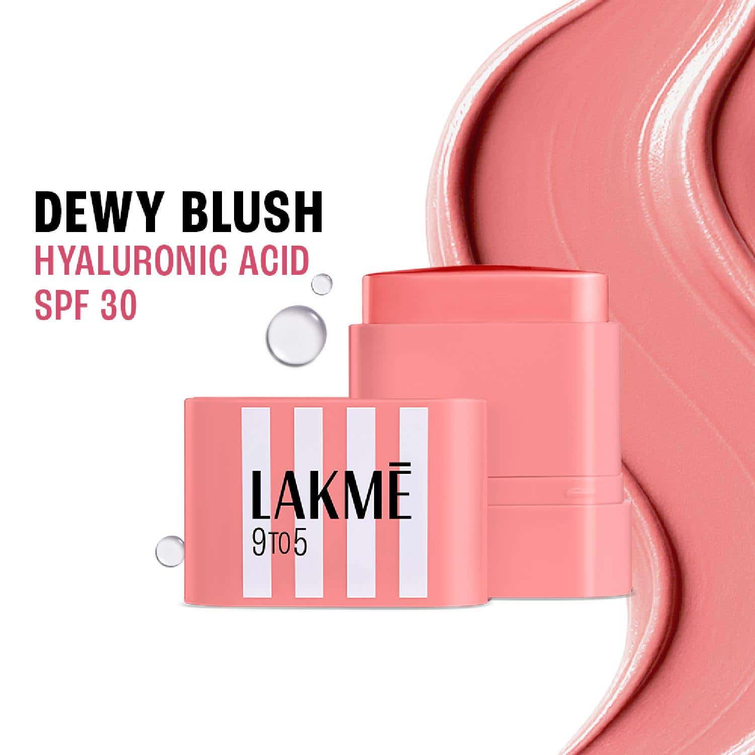 Lakme | Lakme 9to5 Hya Beach Edit SPF Blush, Creamy Texture,Travelfriendly,Dewy Finish - Beach Peach (8.6 g)