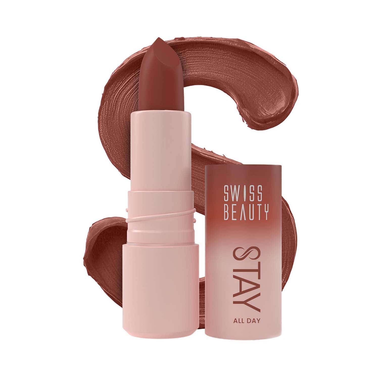Swiss Beauty | Swiss Beauty Stay All Day Lipstick with Vitamin E & Shea Butter - 9 Quirky (4 g)