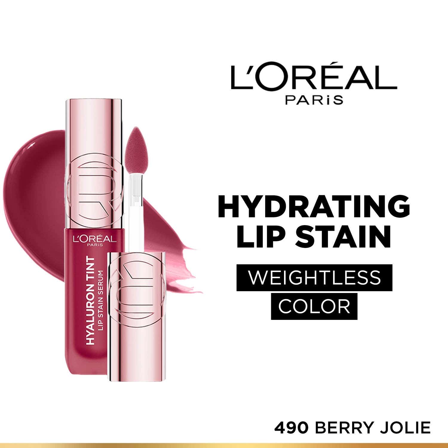 L'Oreal Paris | L'Oreal Paris Hyaluron Tint Lip Stain Serum 12H Weightless Color - 490 Berry Jolie (5 ml)