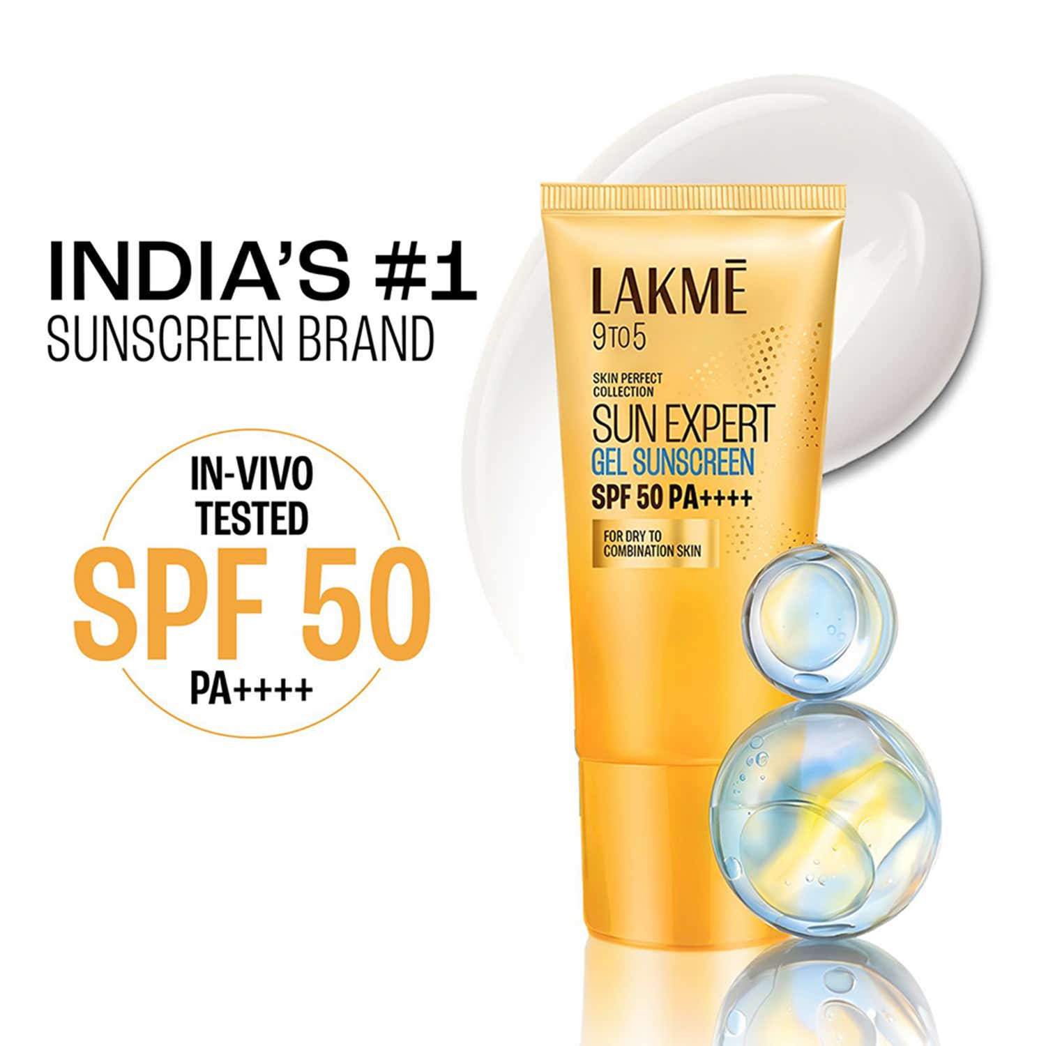 Lakme Sunscreen Gel SPF 50 PA+++Niacinamide Water Light For Normal to Oily SkinNo White Cast (100 g)