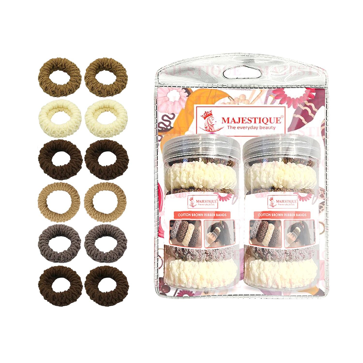 Majestique | Majestique Soft Cotton Stretchable Rubber Band Hair Ties Ponytail Holder (12 pcs)