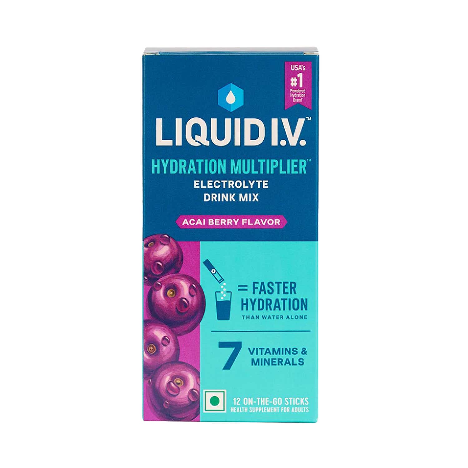 Liquid I.V. | Liquid I.V. Hydration Multiplier - Acai Berry Hydration Drink Mix (12 Sticks= 6 ltrs) (16 g)