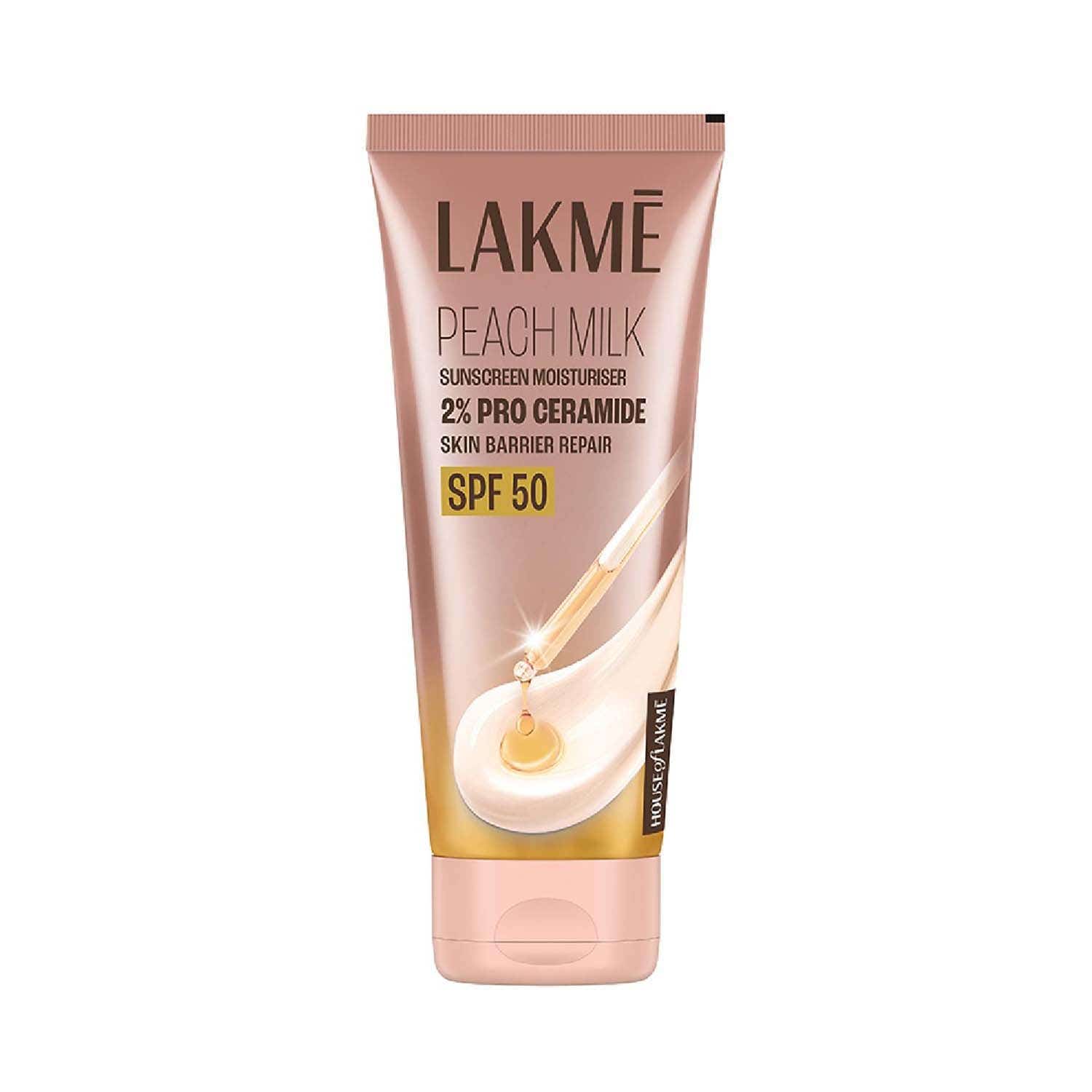 Lakme | Lakme Peach Milk SPF 50 Sunscreen Moisturiser with 2% Pro-Ceramides & Peptides (200 g)