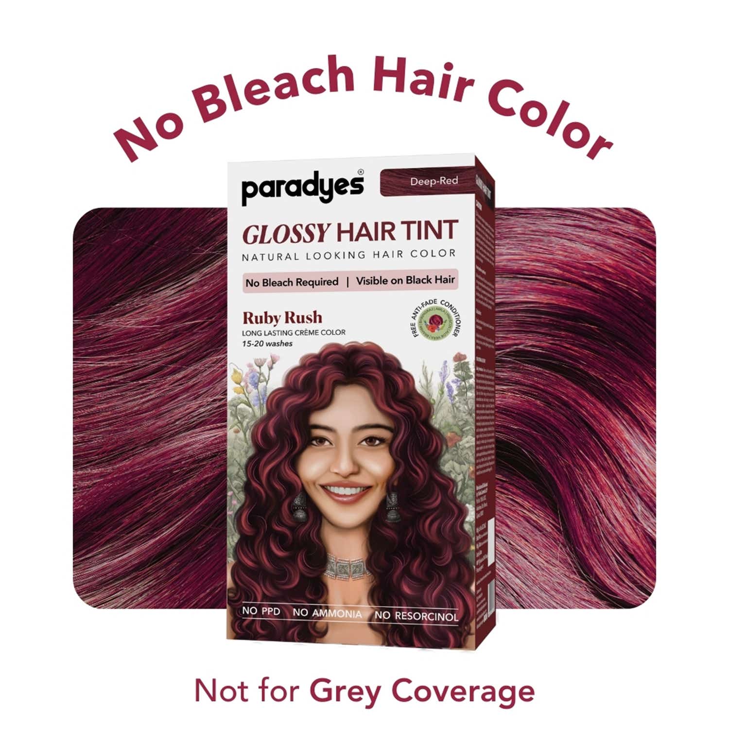 Paradyes | Paradyes Semi-Permanent Ruby Rush Glossy Hair Tint Enriched with Herbal Extracts Deep-Red (160 g)