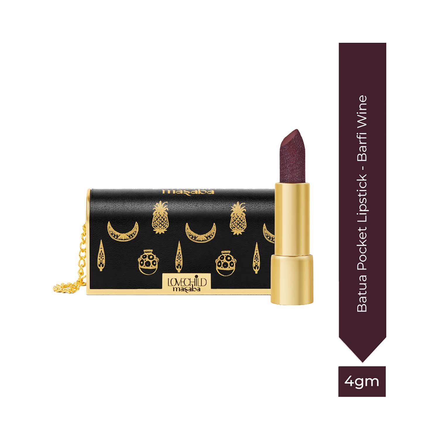 LoveChild Masaba | Lovechild Masaba Batua Pocket Lipstick Rich Satin Finish - Barfi Wine (4 g)