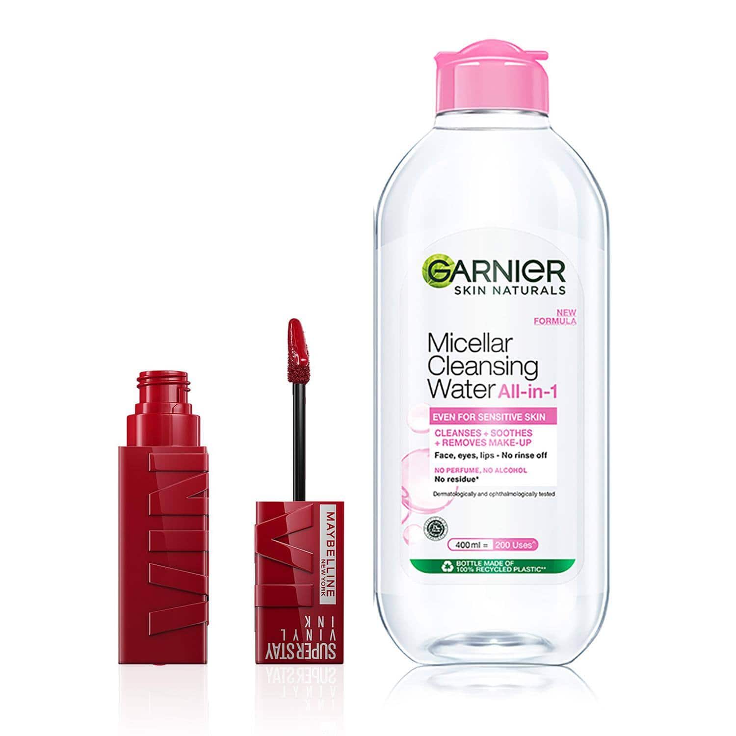 Maybelline New York | Maybelline New York Super Stay Vinyl Ink Liquid Lipstick (Lippy) and Garnier Micellar Water
