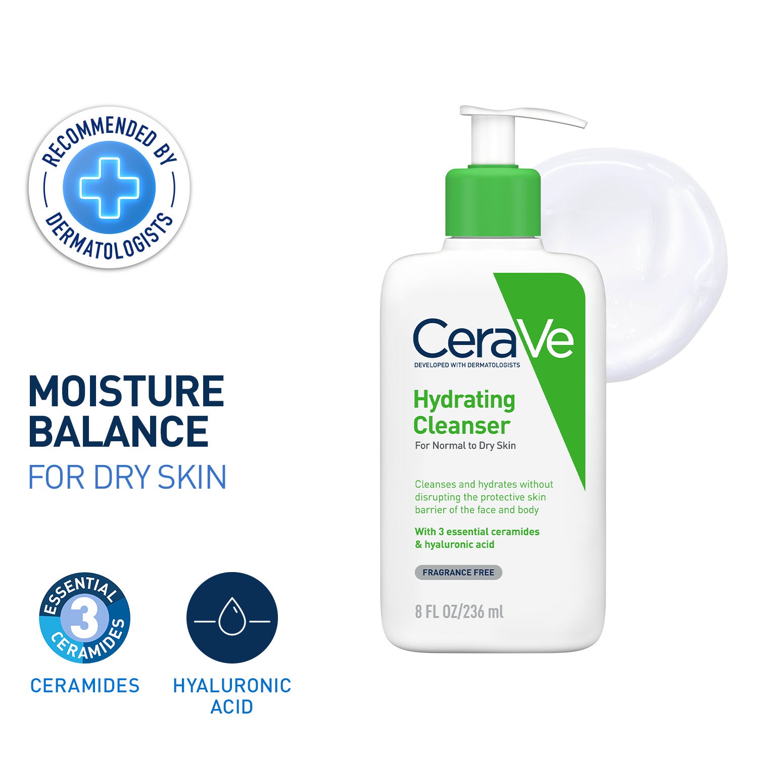 CeraVe | CeraVe Hydrating Cleanser Non-Foaming Face Wash for Dry Skin (236 ml)