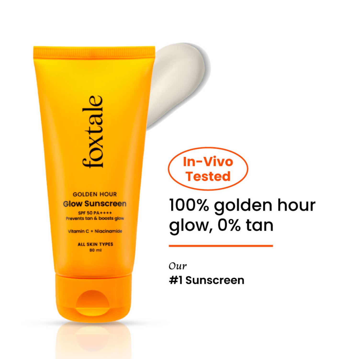Foxtale | Foxtale Glow Sunscreen SPF 50 PA++++ with Vitamin C & Niacinamide for a Dewy Glow (80ml)