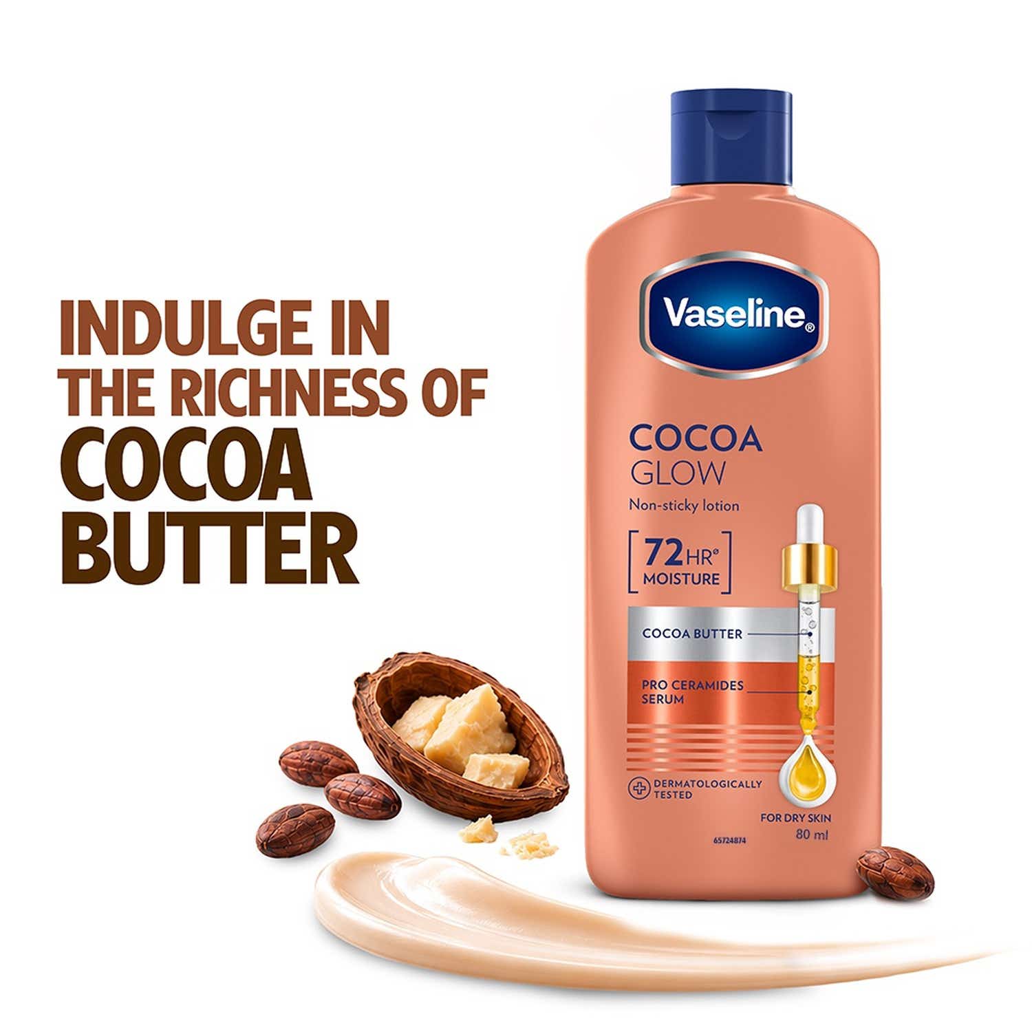 Vaseline | Vaseline Cocoa Glow Serum in Lotion With 100% Pure Cocoa Body Lotion For Dry Skin (80 ml)