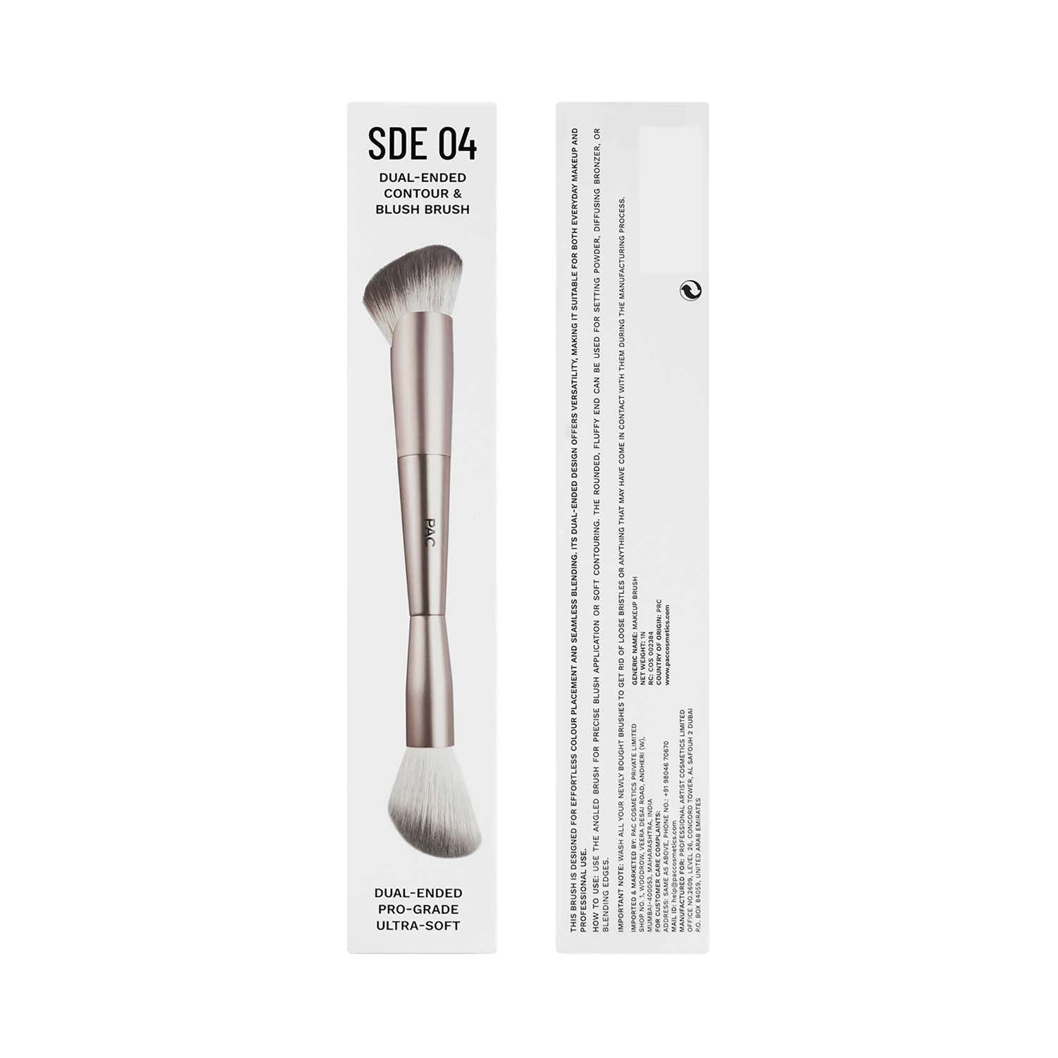 PAC | PAC SDE 04 Dual Ended Contour & Blush Brush - Ergonomic Design Ultra Soft Bristles Vegan (1 pc)