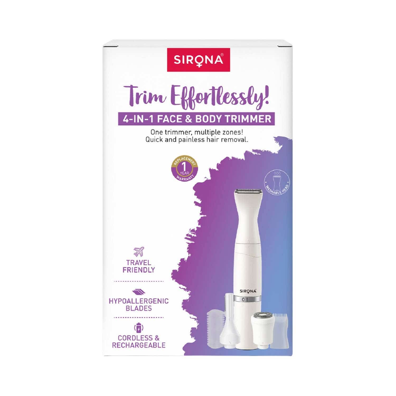 Sirona | Sirona 4-in-1 Face & Body Trimmer for Women - Cordless & Rechargeable