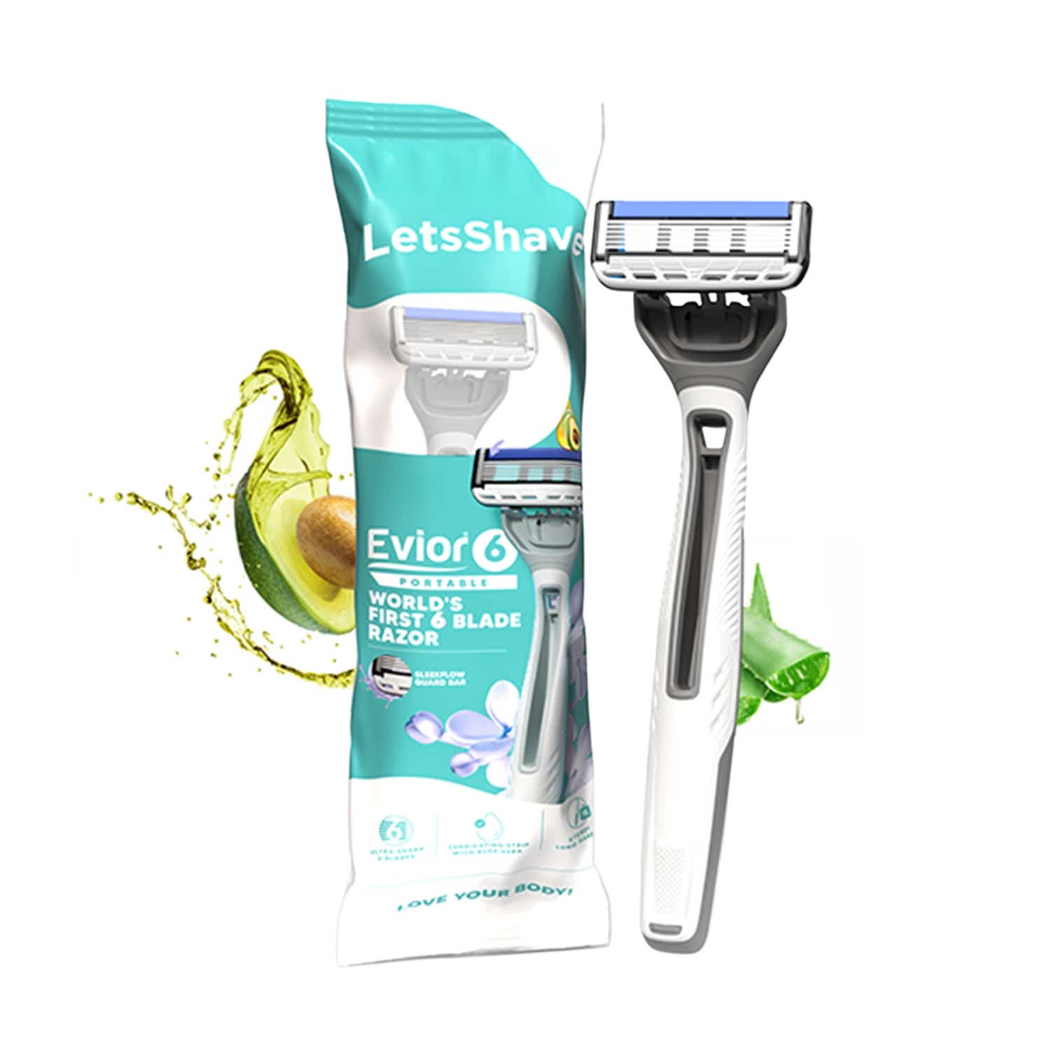 LetsShave | LetsShave Evior 6 Portable Razor World's First 6 Blade Razor with Lubricating Strip Women (1 pc)