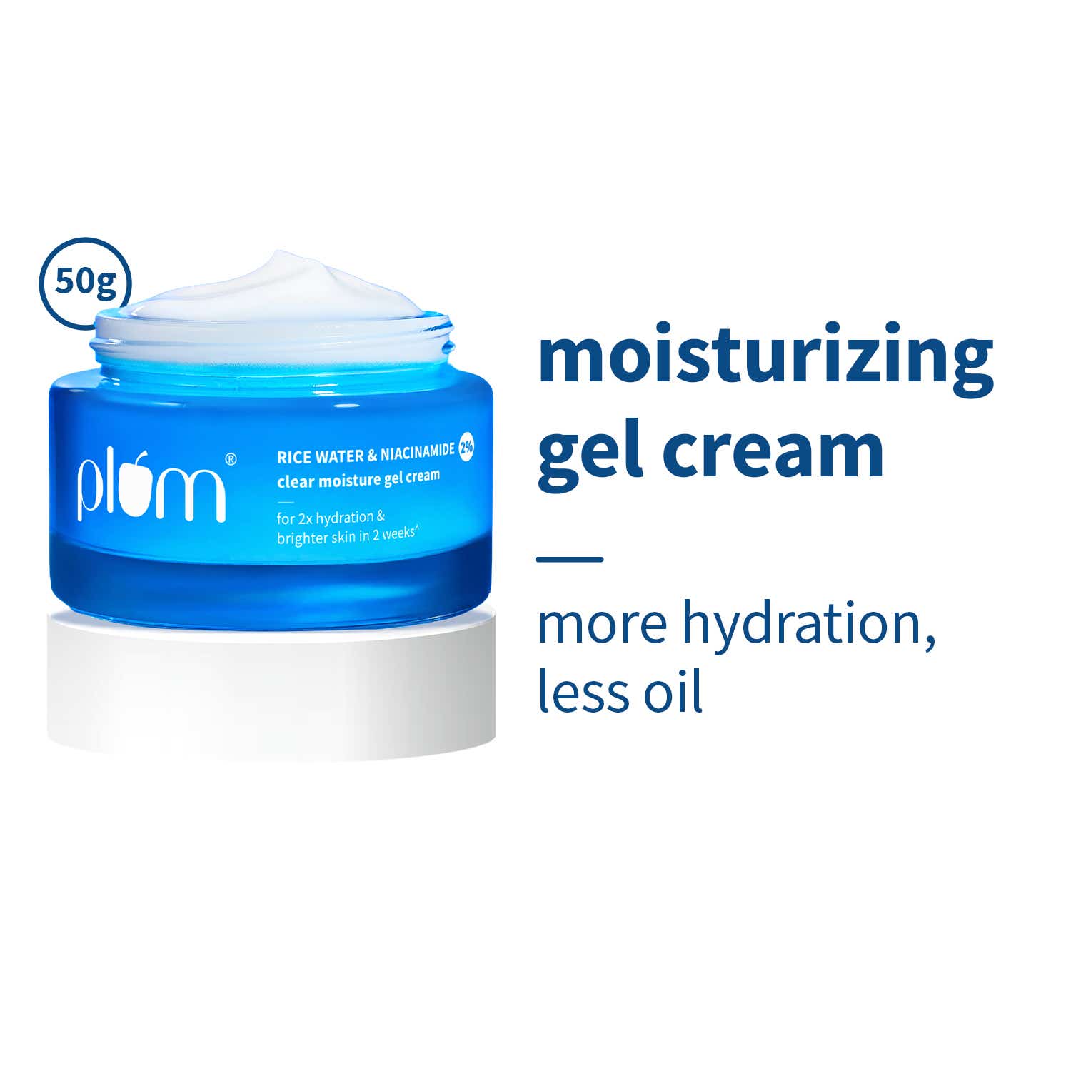 Plum | Plum 2% Niacinamide Oil-Free Gel Moisturizer with Rice Water, 24Hr Hydration,Brightens Skin (50g)