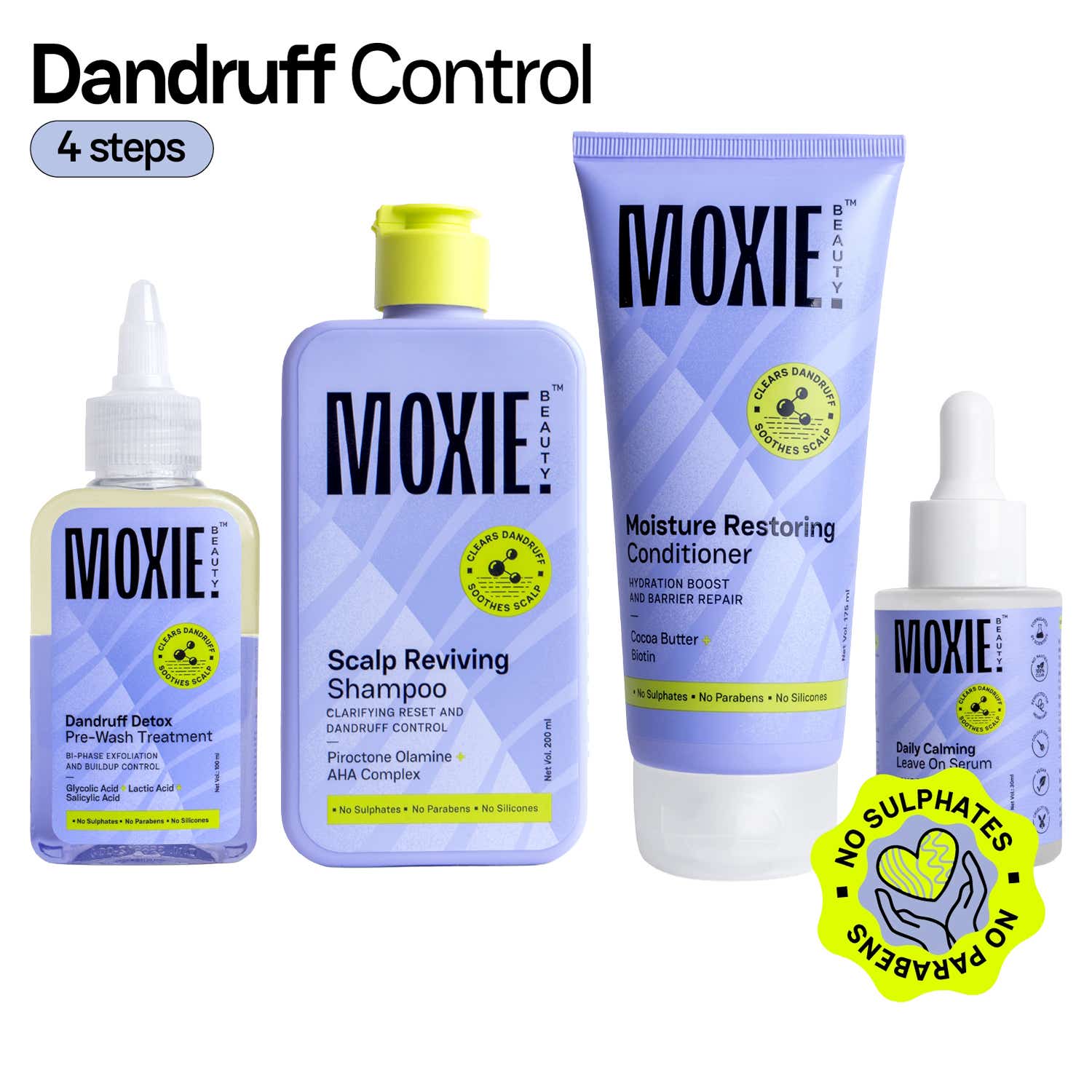 Moxie Beauty | Moxie Beauty Anti-Dandruff Scalp SOS Routine - Pre-wash, Shampoo, Conditioner & Serum (4 Pcs)
