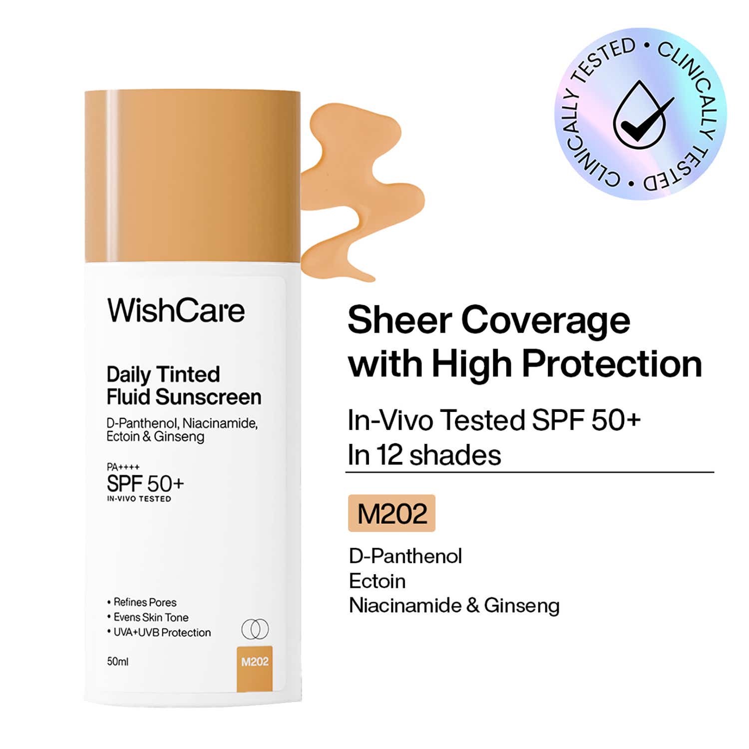 WishCare | WishCare Daily Fluid Tinted Sunscreen SPF50PA++++ M202 (50 ml)