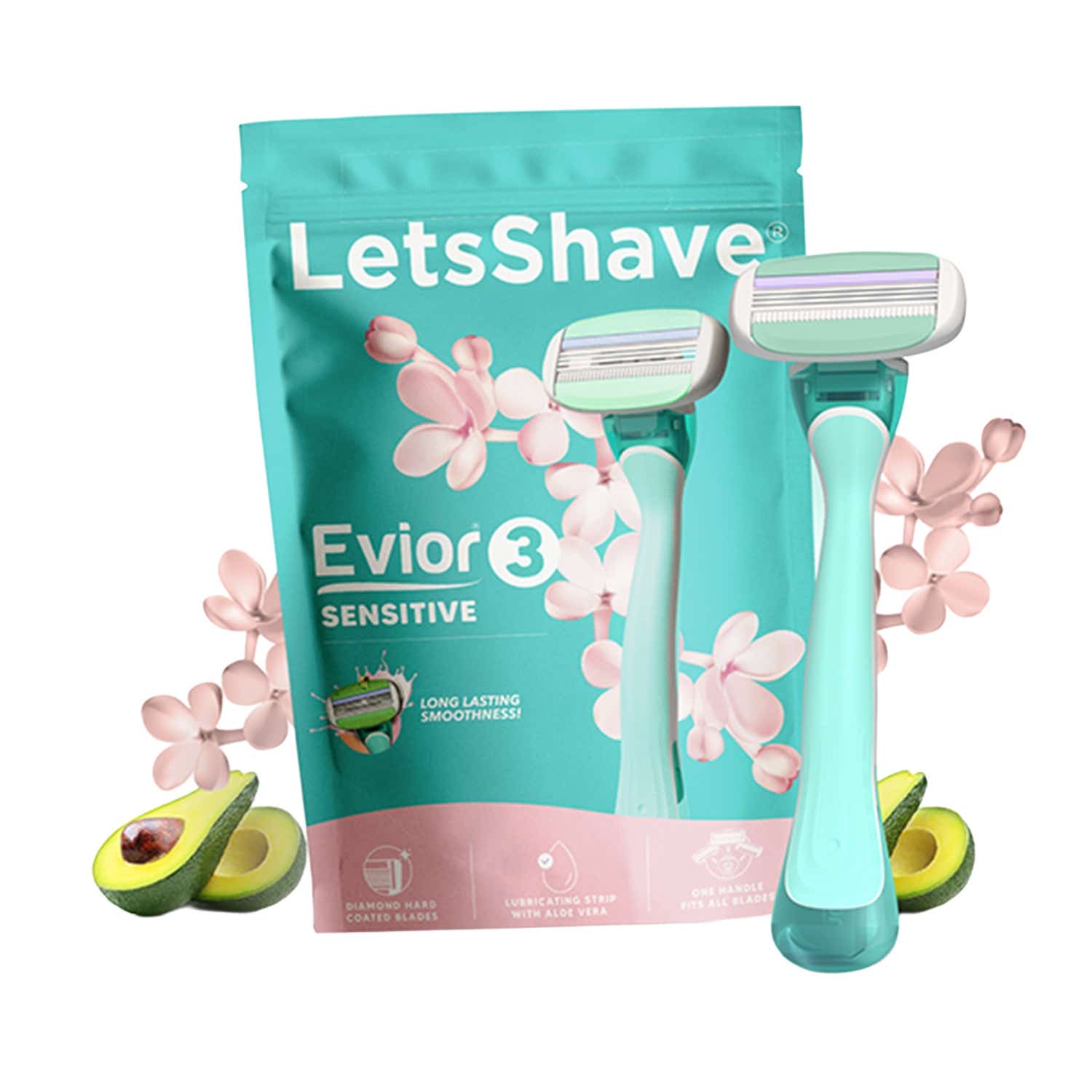 LetsShave | LetsShave Evior 3 Sensitive Razor for Women  1 Handle 1 Blade Smooth Full Body Shave
