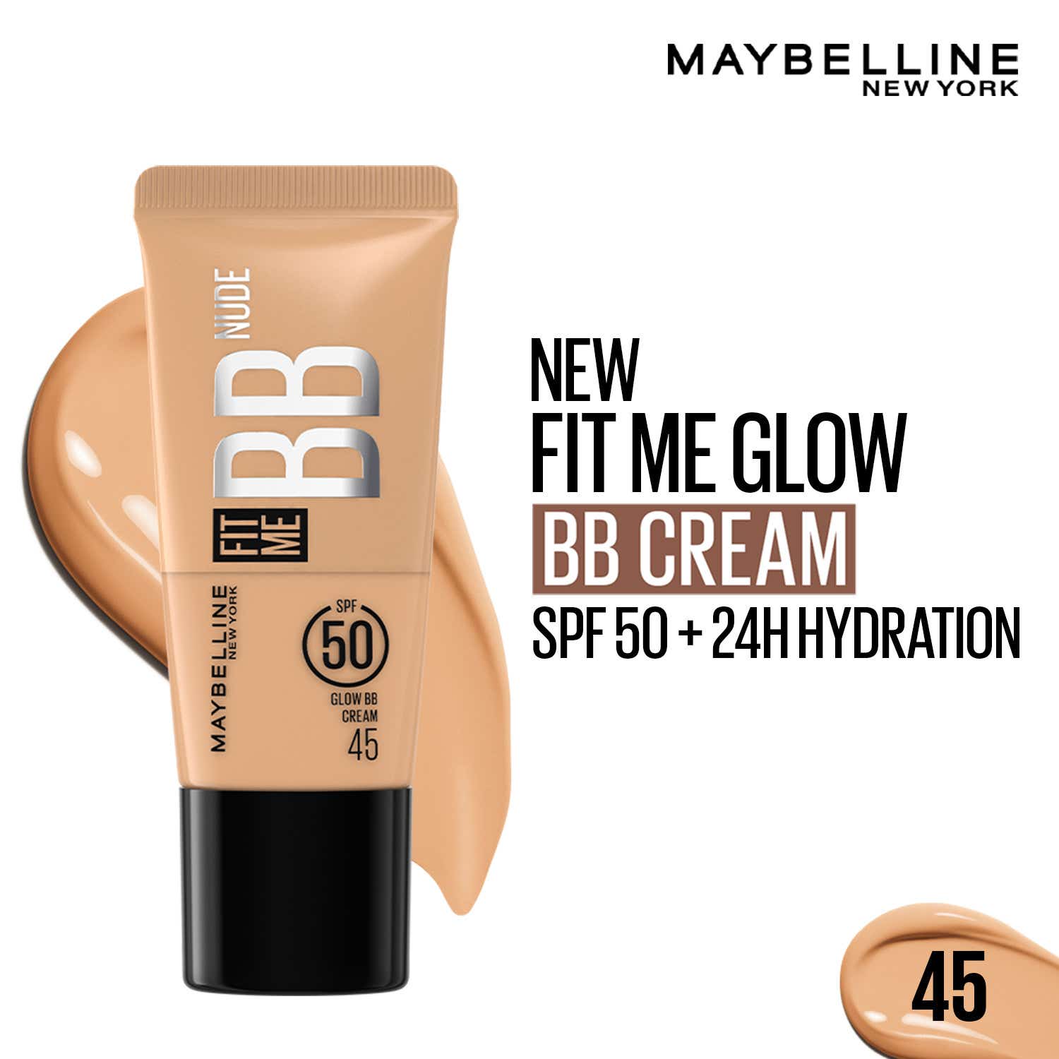 Maybelline New York | Maybelline New York Fit Me BB Nude Glow BB Cream SPF 50+ 24H Hydration - 45 (25 ml)
