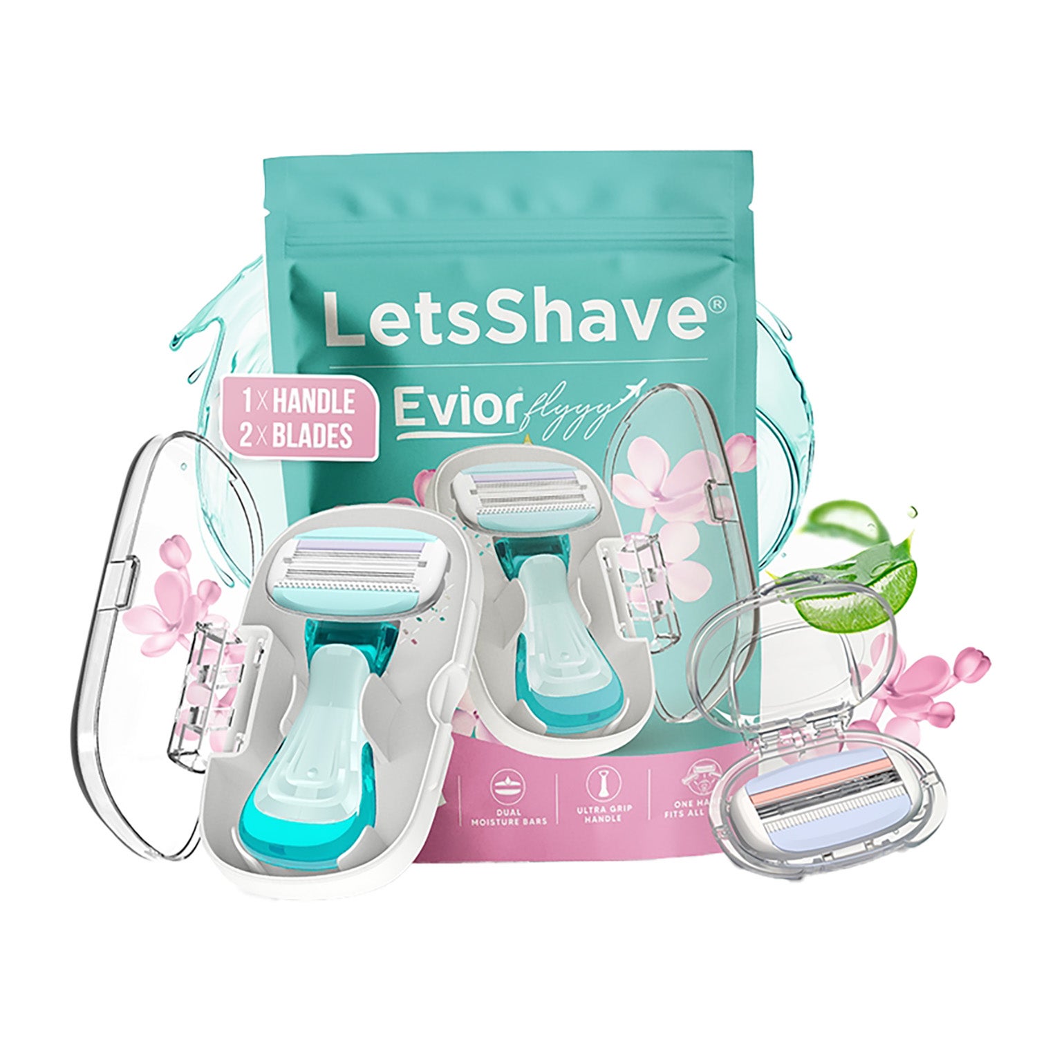 LetsShave | Letsshave Evior Flyyy 1 Handle + 2 Blades World's First 6-Blade Compact Shaving Razor for Women