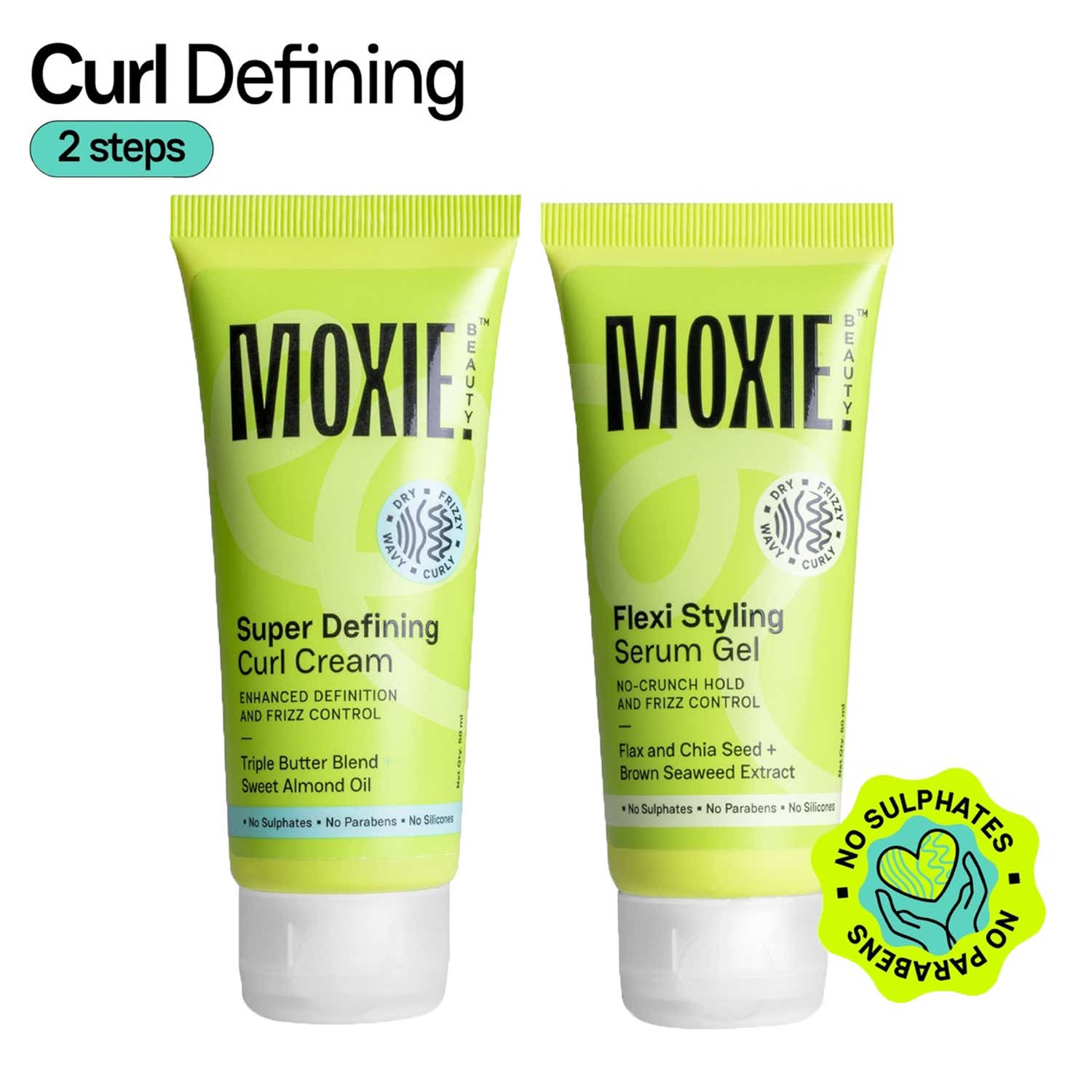 Moxie Beauty | Moxie Beauty Curly Vibe Setter Travel Duo Curl Cream, Flexi Styling Serum Gel for Curly Hair (2 Pcs)