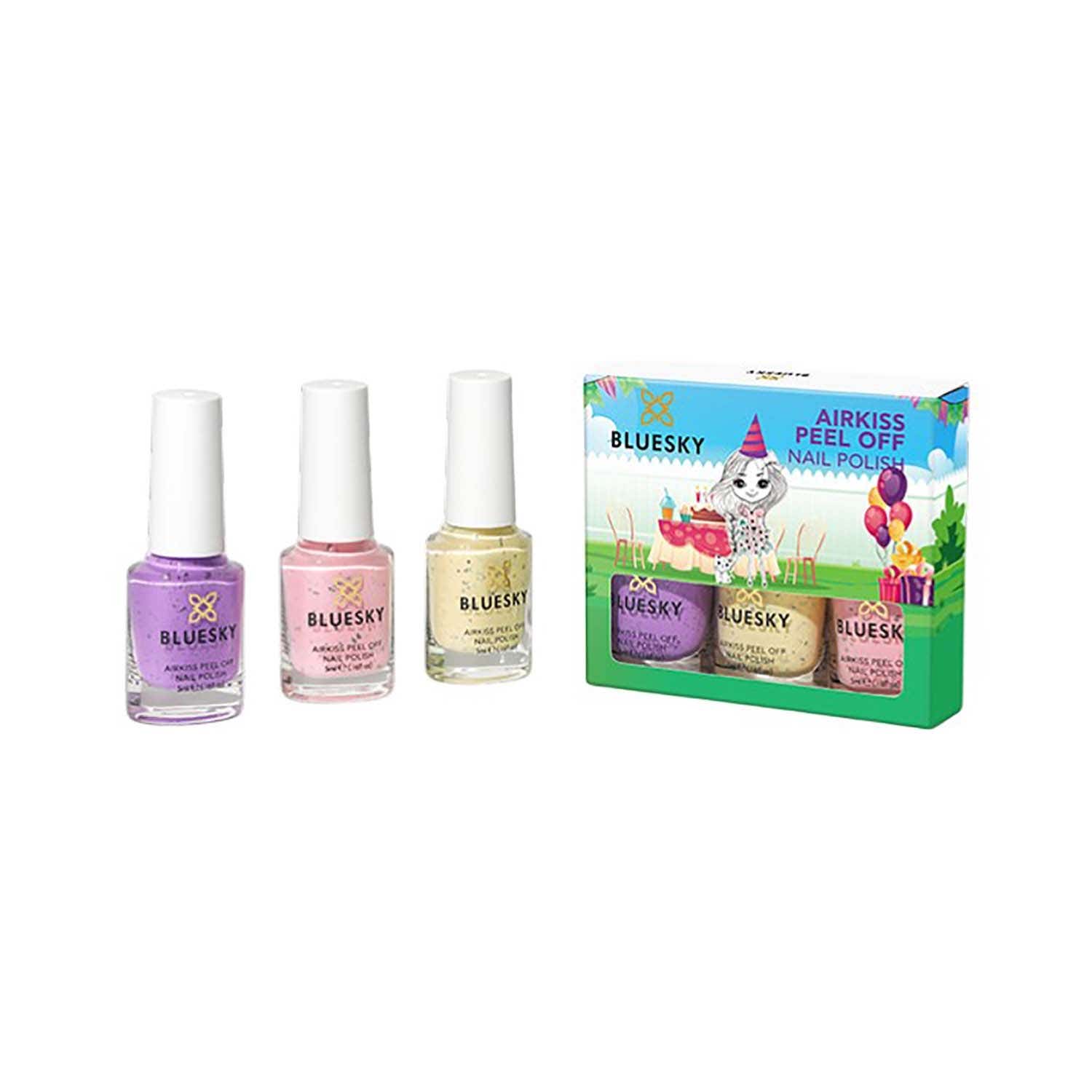 BLUESKY | BLUESKY Kids Airkiss Peel-off Nail Polish Set with Stickers - Speckled Eggs (3 pcs)