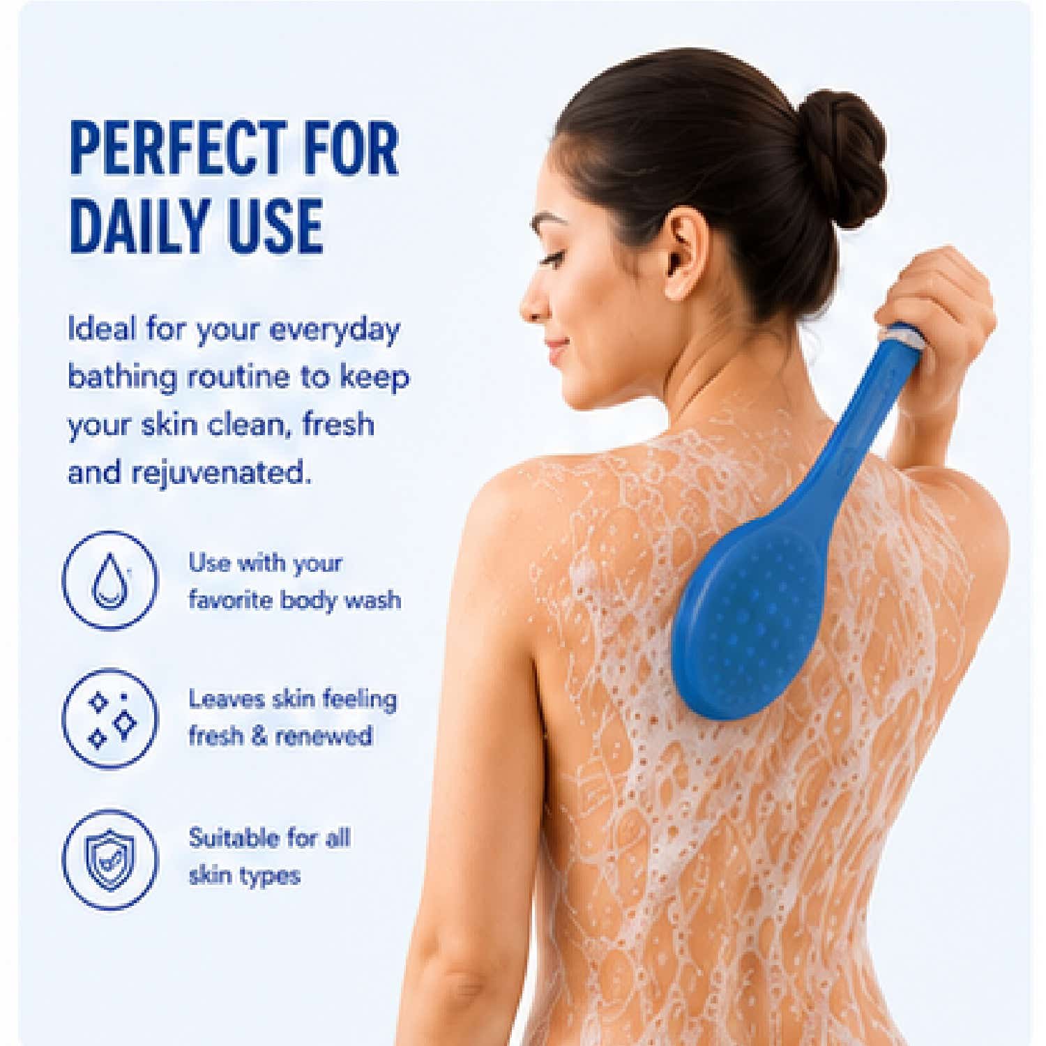 Vega | VEGA Long Handle Bristle Bath Brush Body Scrubber Brush for Removing Dead Skin (BA-1/7)
