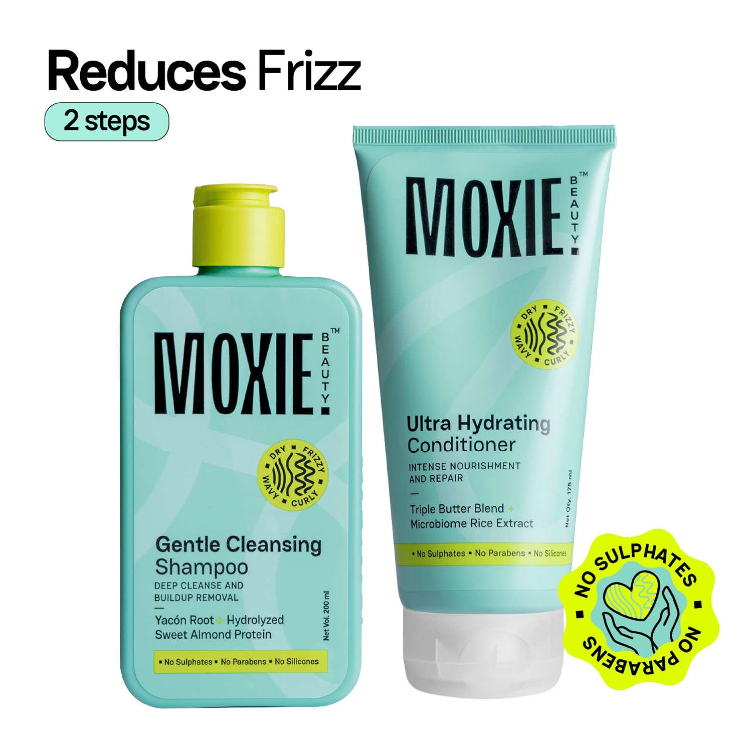 Moxie Beauty | Moxie Beauty Rinse & Shine Duo - Shampoo & Conditioner for Dry and Frizzy Hair (2 Pcs)