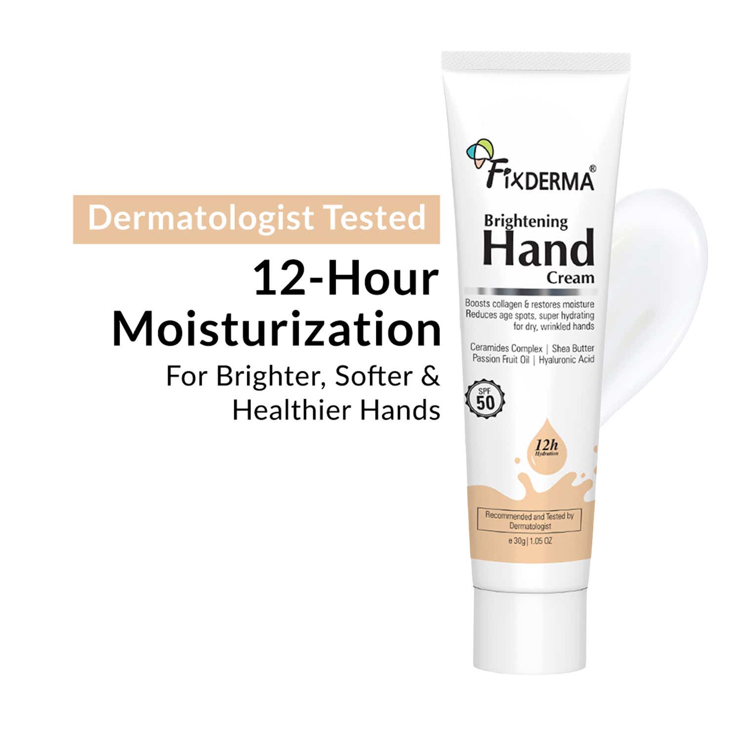 Fixderma | Fixderma Brightening Hand Cream with SPF 50 Hand Moisturizer for Dry, Rough & Itchy Hands (30g)