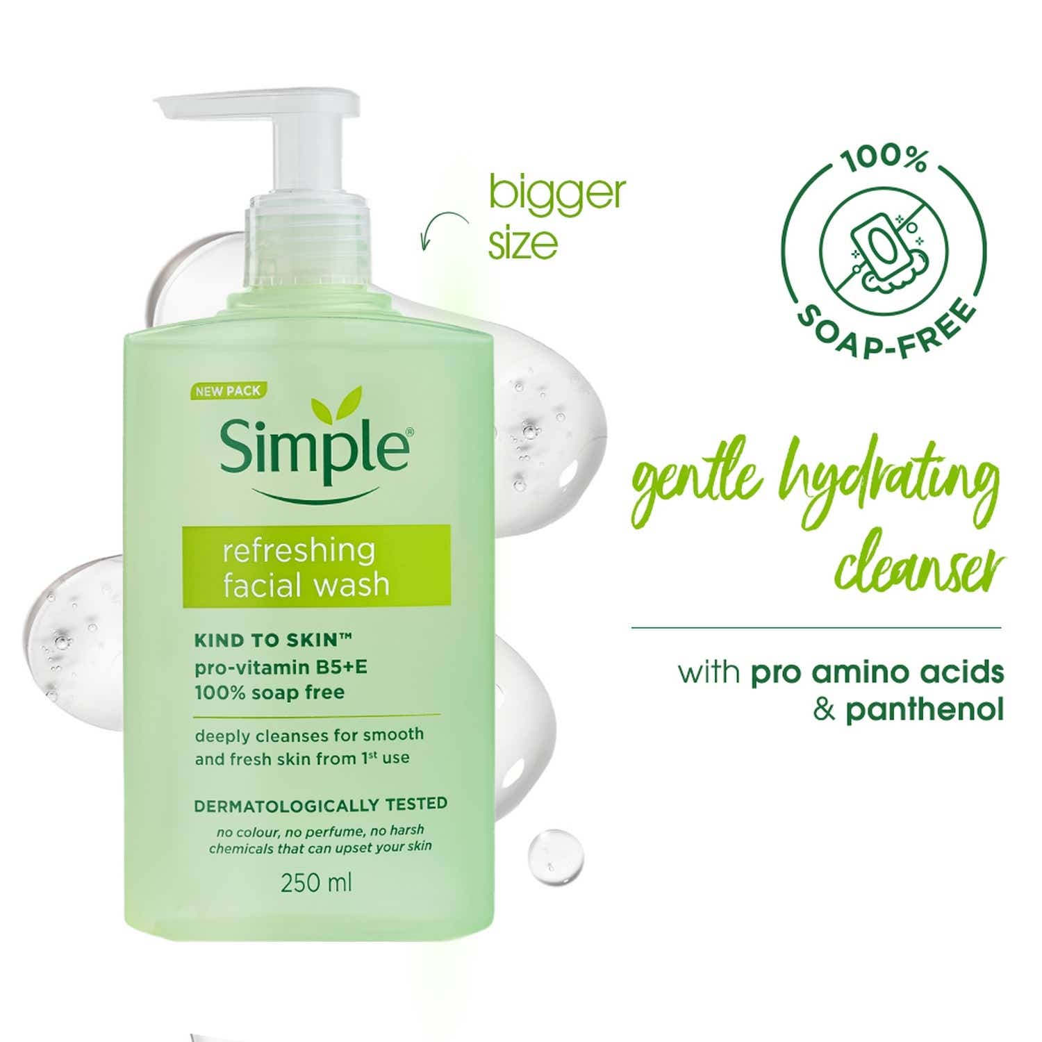 Simple | Simple Refreshing Facial Wash 100% Soap Free Perfect for Sensitive Skin (250 ml)