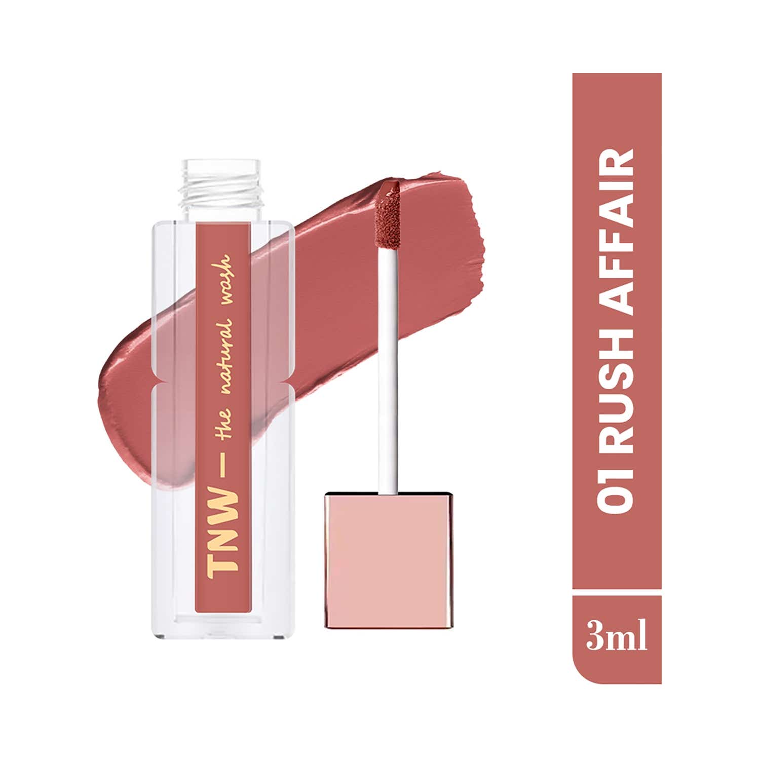 TNW The Natural Wash | TNW The Natural Wash Comfy Matte Liquid Lipstick, Weightless & Hydrating, Red Clay - 01 Rush Affair (3 ml)