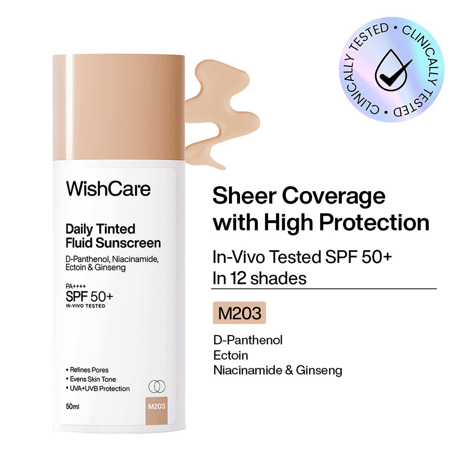 WishCare | WishCare Daily Fluid Tinted Sunscreen SPF50PA++++ M203 (50 ml)