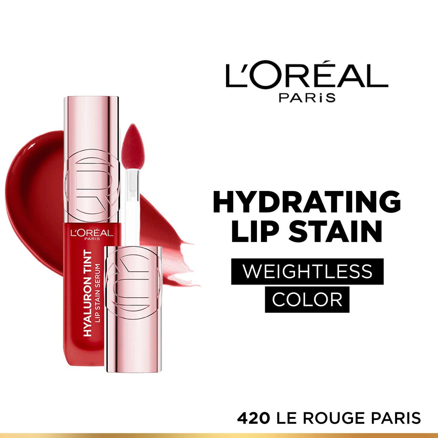 L'Oreal Paris | L'Oreal Paris Hyaluron Tint Lip Stain Serum 12H Weightless Color - 420 Le Rouge Paris (5 ml)