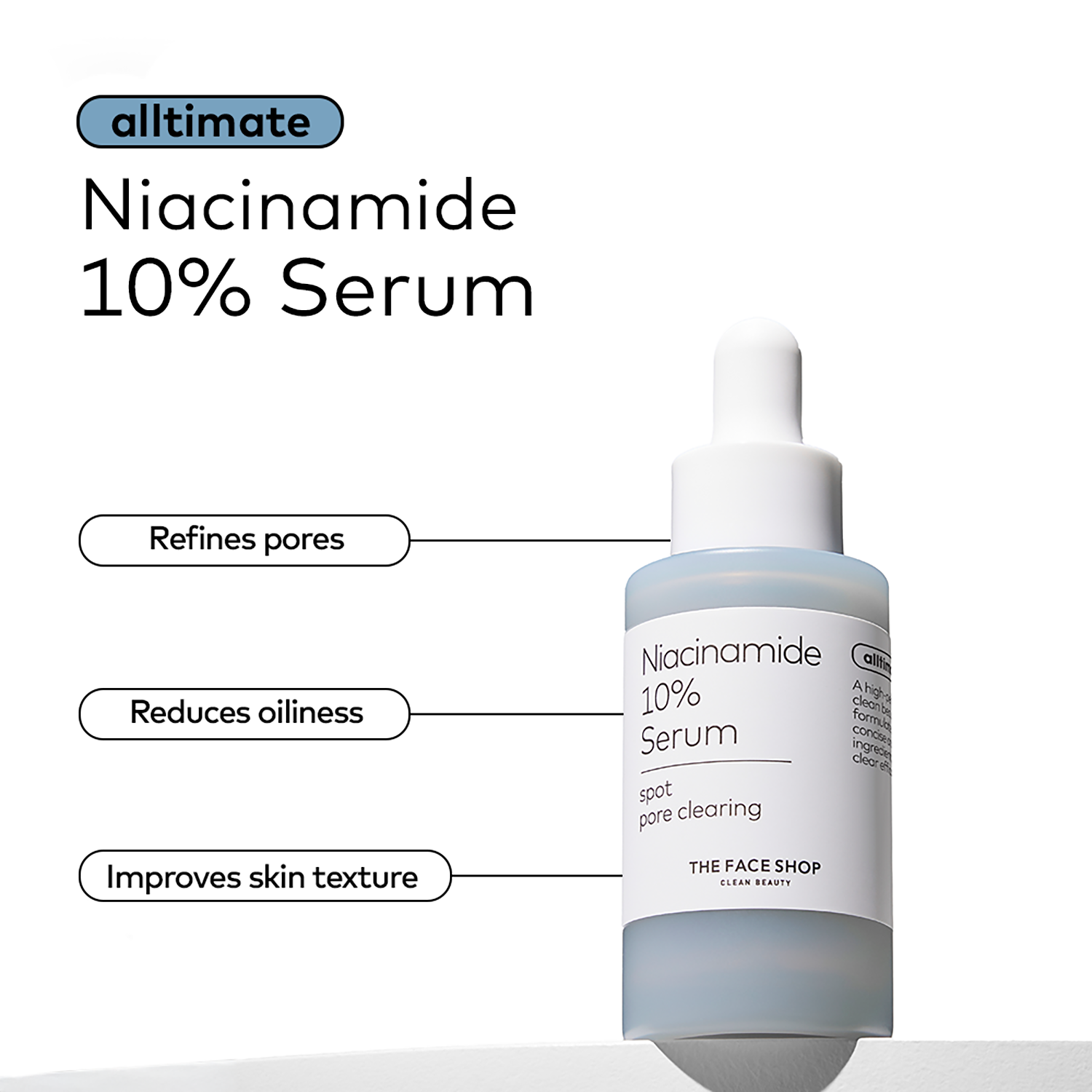 The Face Shop | The Face Shop 10% Niacinamide Korean Serum - for Oily Skin, Reduces Oil & Minimizes Pores (30 ml)