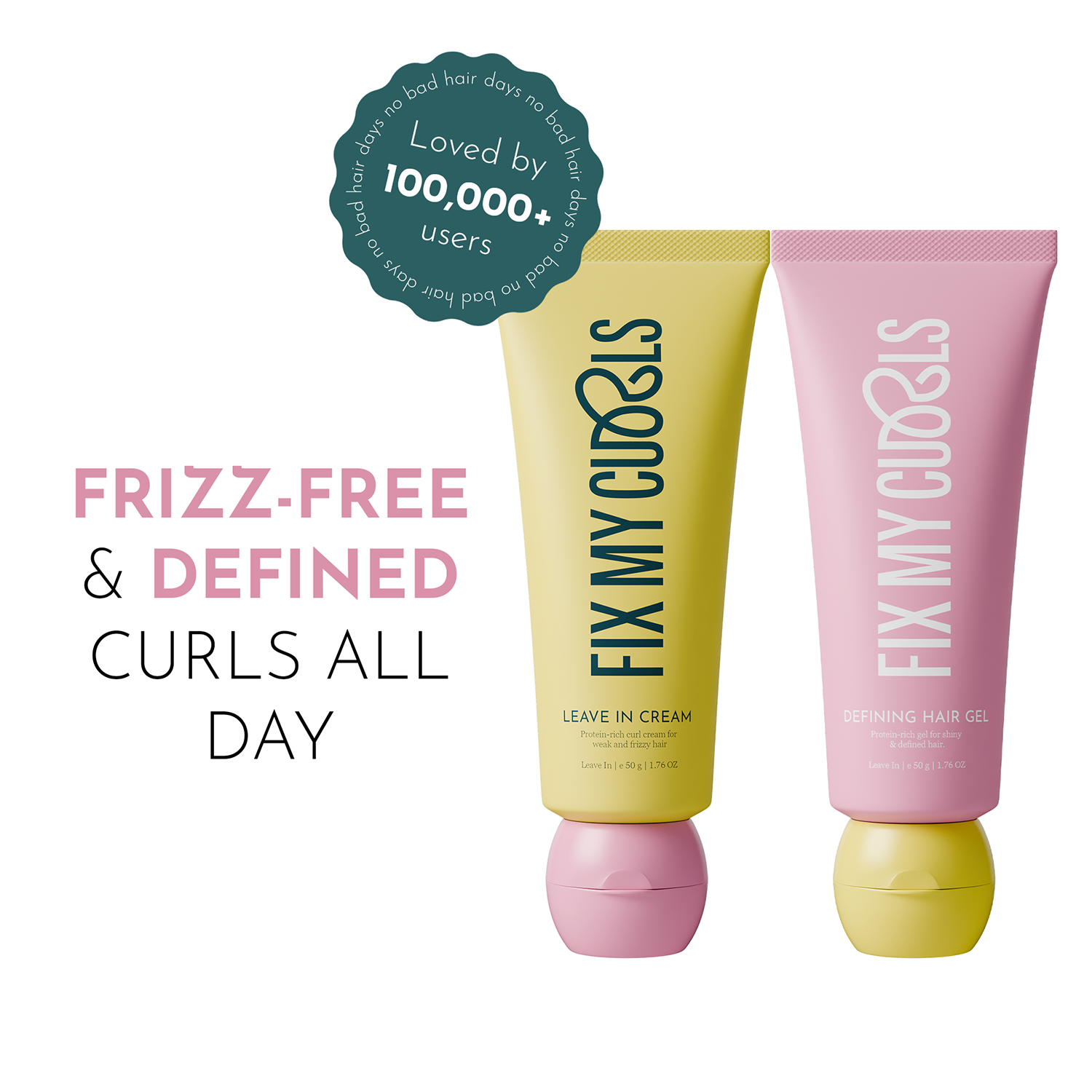 Fix My Curls | Fix My Curls Protein Styling Duo For Curly And Wavy Hair (2 Pcs, 50 g Each)