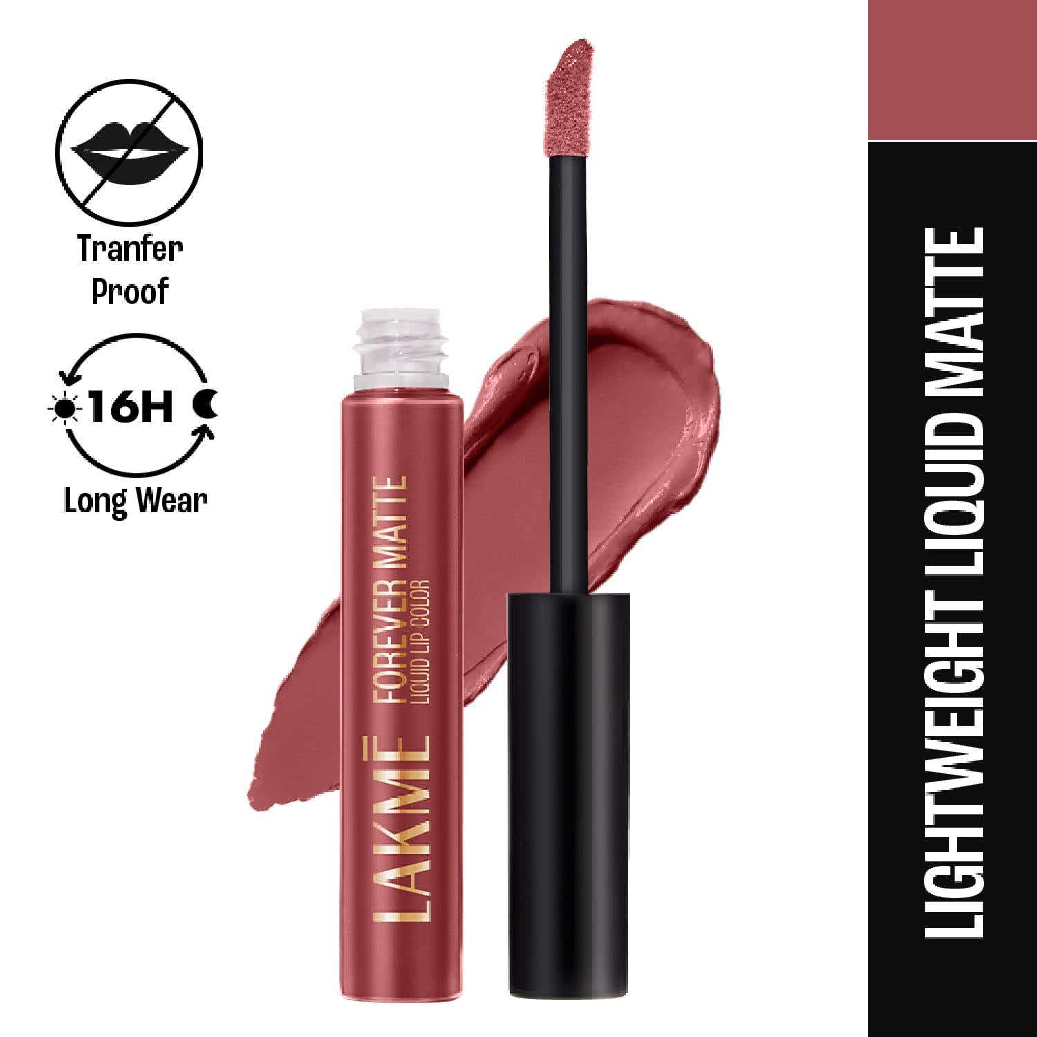 Lakme | Lakme Forever Matte Liquid Lip 16hr Lipstick Lightweight & Transferproof - Nude Charm (5.6 ml)