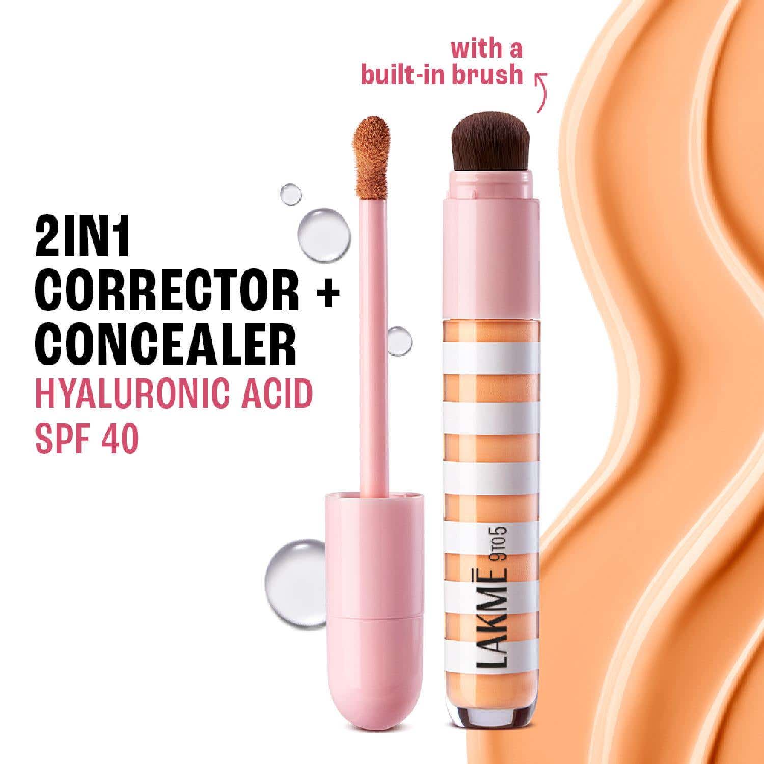 Lakme | Lakme 9to5 Hya Beach Edit Color Correcting Concealer SPF 40 Full Matte Coverage Medium Tan 3 (6 ml)