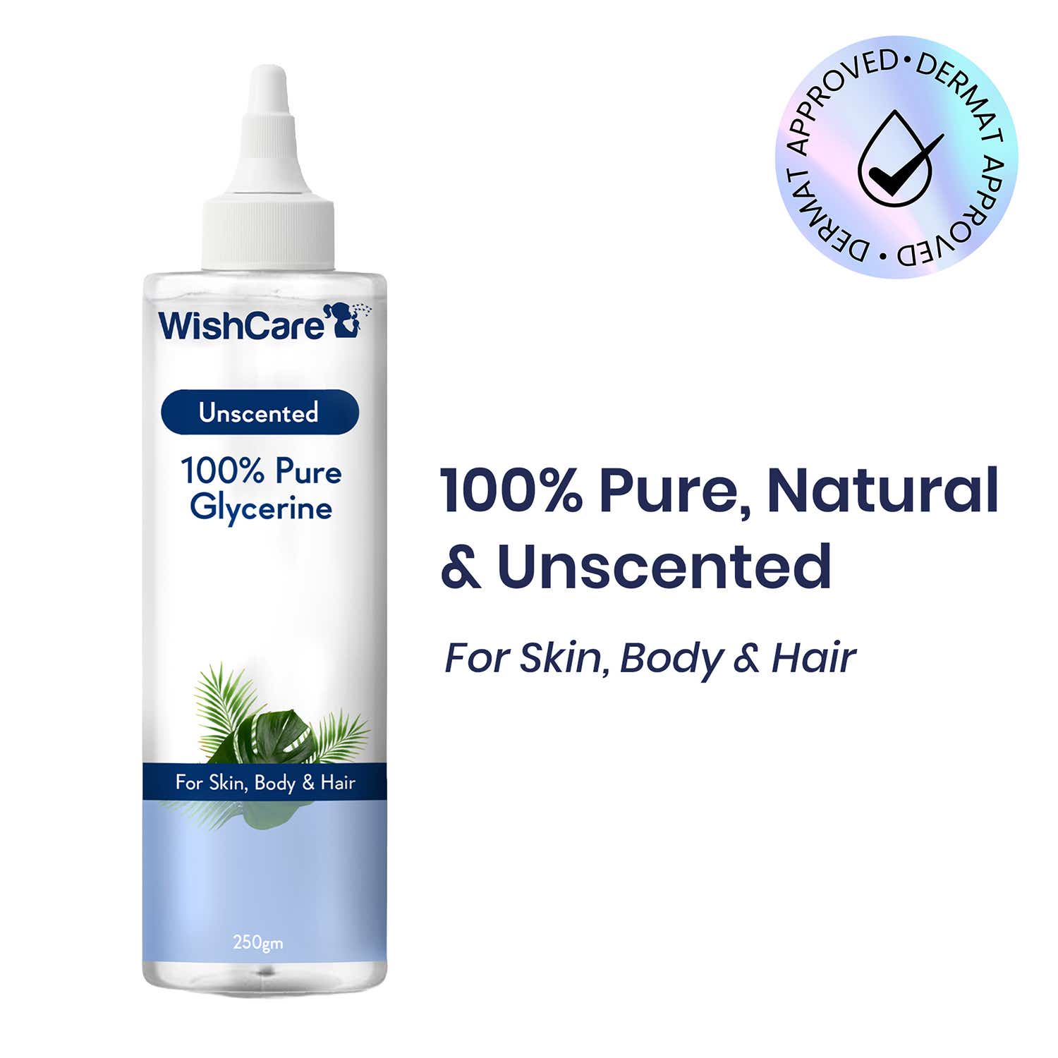 WishCare | WishCare Pure & Unscented Glycerine for Healthy Skin & Hair Hydrates & Nourishes Skin &Hair (250 ml)