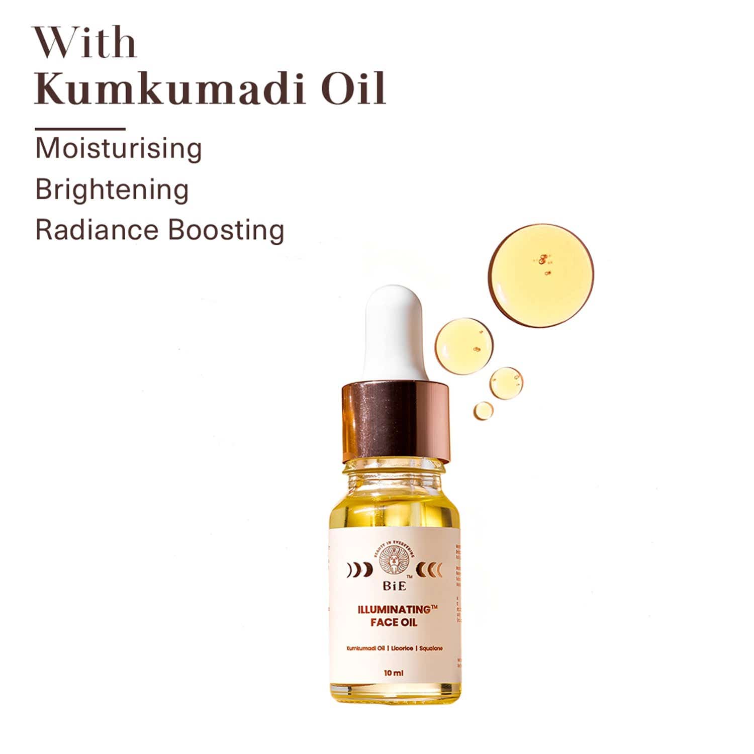 BiE - Beauty In Everything | BiE Illuminating Face Oil with Kumkumadi Oil, Squalane, Licorice for Glowing Skin (10 ml)