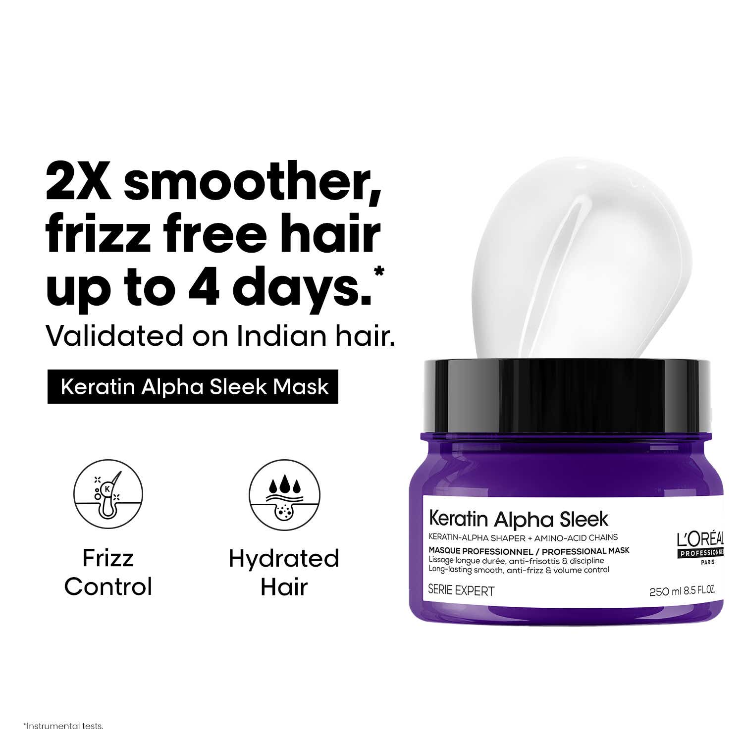 L'OREAL PROFESSIONNEL | L'OREAL PROFESSIONNEL Keratin Alpha Sleek Mask for Frizz Free and Hydrated Hair (250 ml)