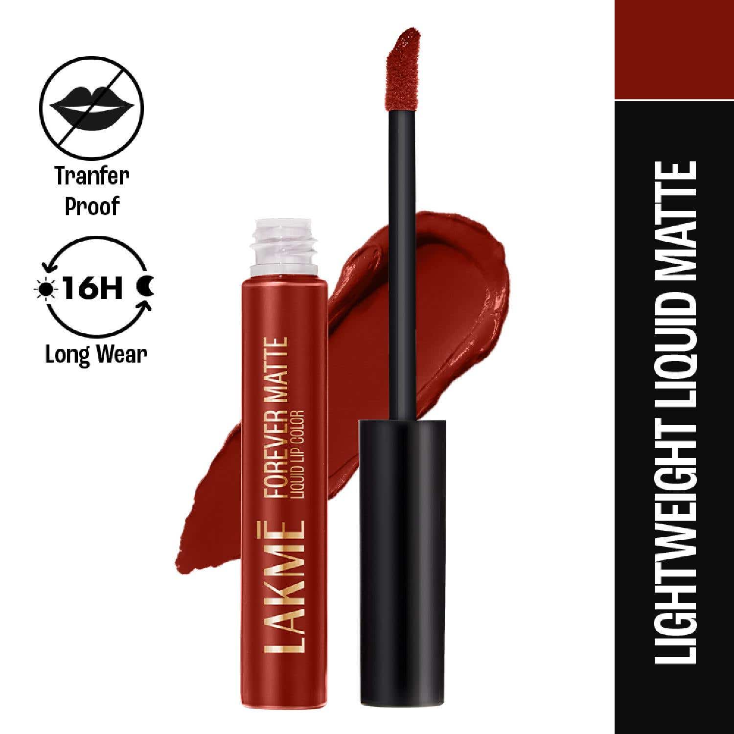 Lakme | Lakme Forever Matte Liquid Lip 16hr Lipstick Lightweight & Transferproof - Red Cherry (5.6 ml)