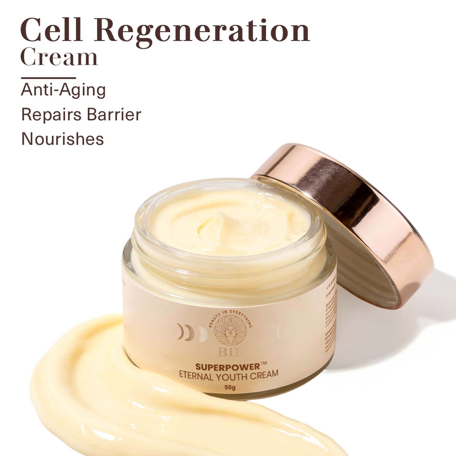 BiE - Beauty In Everything | BiE Superpower Eternal Youth Face Cream with Squalane Ginseng Stem Cells - Anti-Aging Cream (50 g)