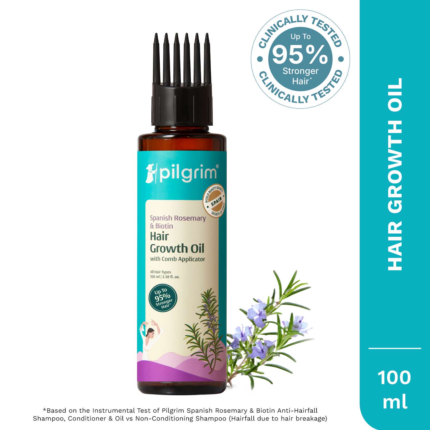 Pilgrim | Pilgrim Spanish Rosemary & Biotin Hair Growth Oil To Controls Hair Fall & Strengthens Hair (100ml)