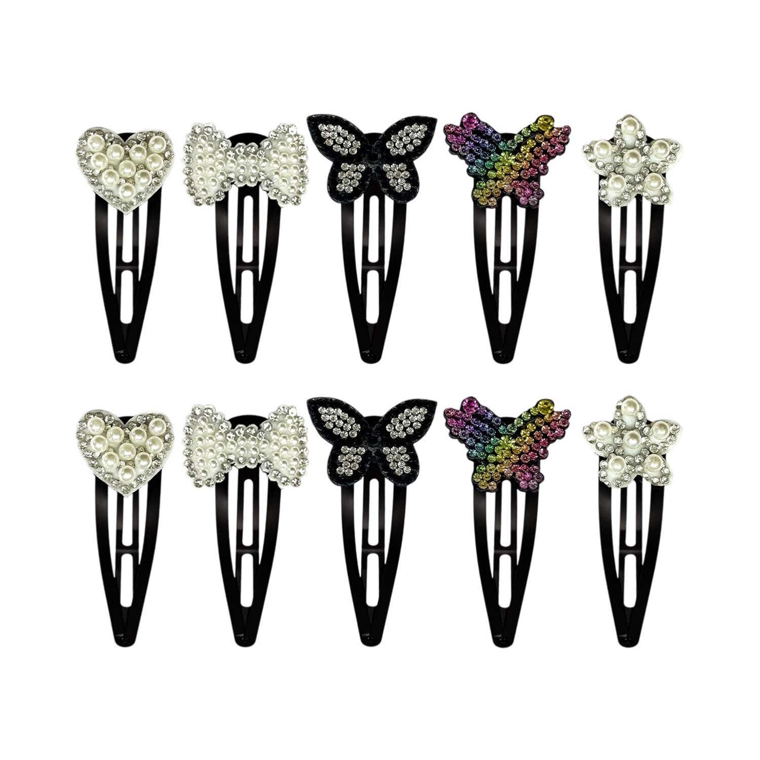 Majestique | Majestique Pearl Stone Embellished Hair Tic Tac Clips in Mixed Designs (10 pcs)