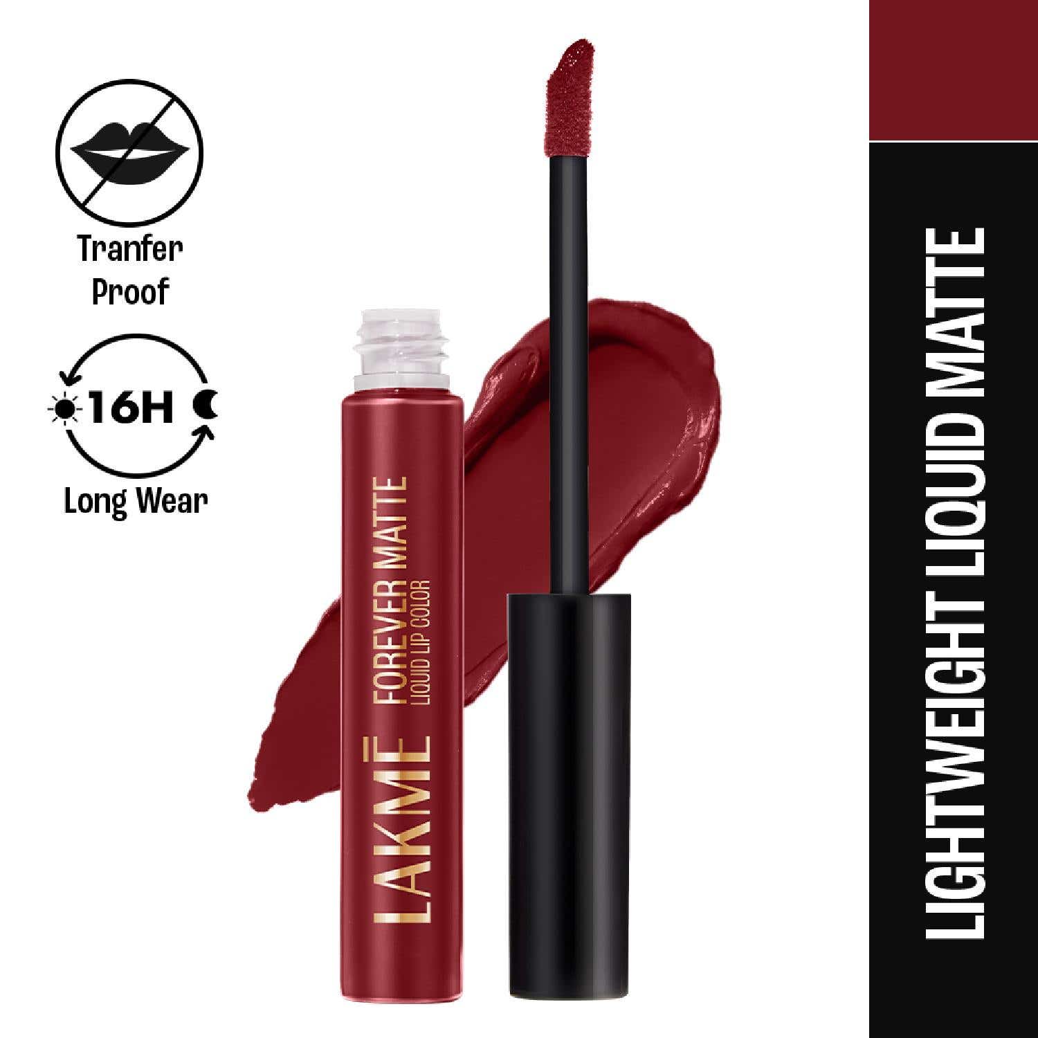 Lakme | Lakme Forever Matte Liquid Lip 16hr Lipstick Lightweight & Transferproof - Crimson Rose (5.6 ml)