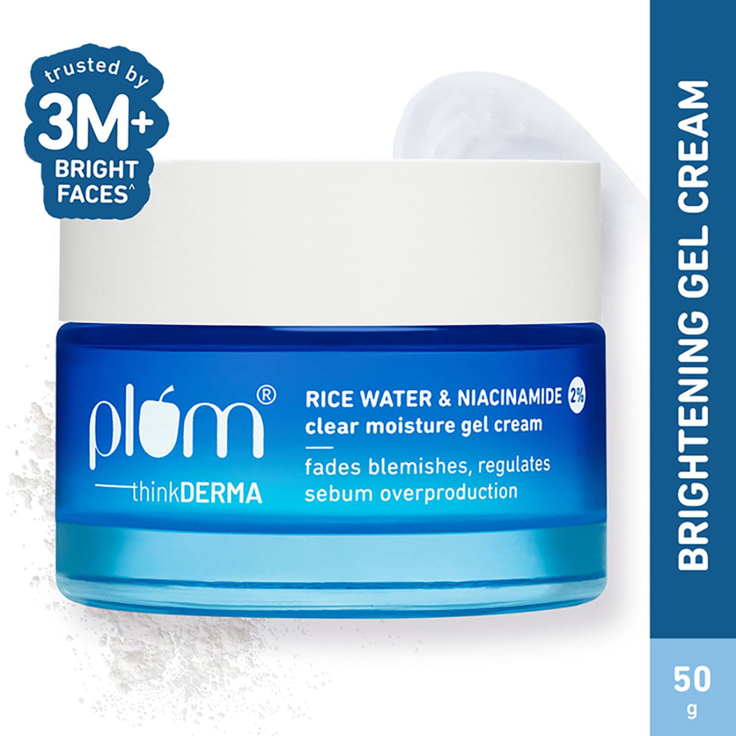 Plum | Plum 2% Niacinamide & Rice Water Daily Brightening Gel Face Moisturizer, Non-Sticky Hydration (50 g)