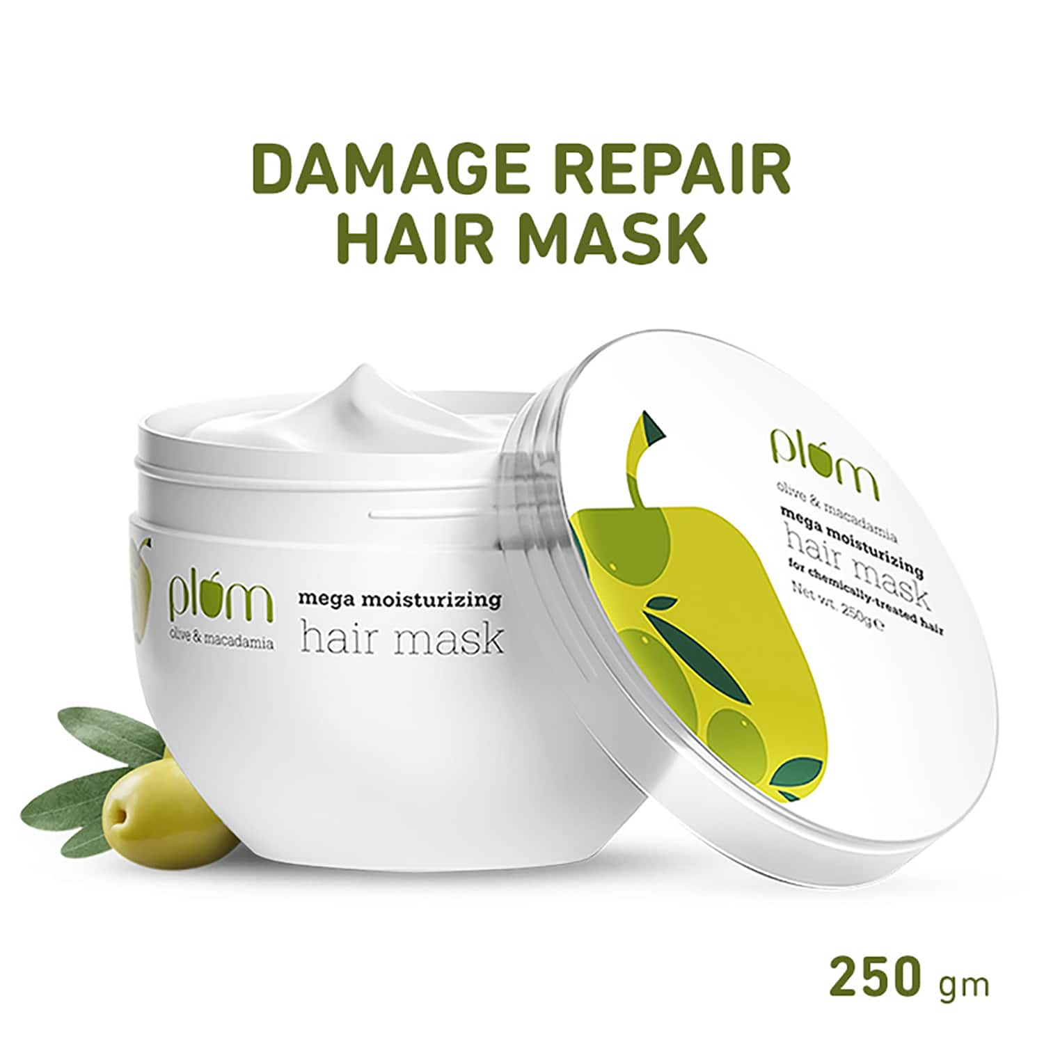 Plum | Plum Olive & Macadamia mega moisturizing hair mask Repairs Damage|Smoothens Hair|Dry Hair (250ml)