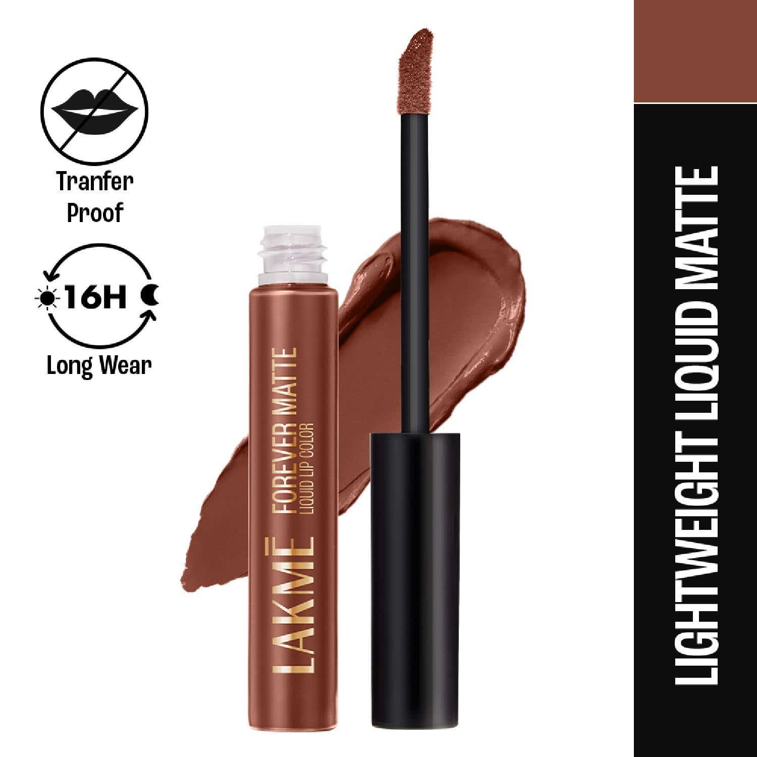 Lakme | Lakme Forever Matte Liquid Lip 16hr Lipstick Lightweight & Transferproof - Nude Twist (5.6 ml)
