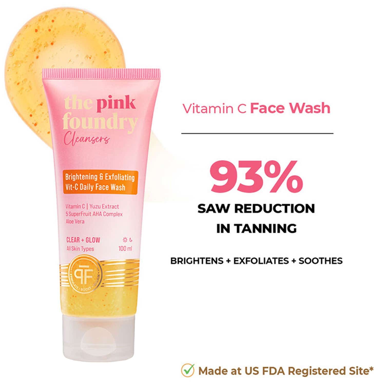 The Pink Foundry | The Pink Foundry Brightening & Exfoliating Vit-C Daily Face Wash (100 ml)